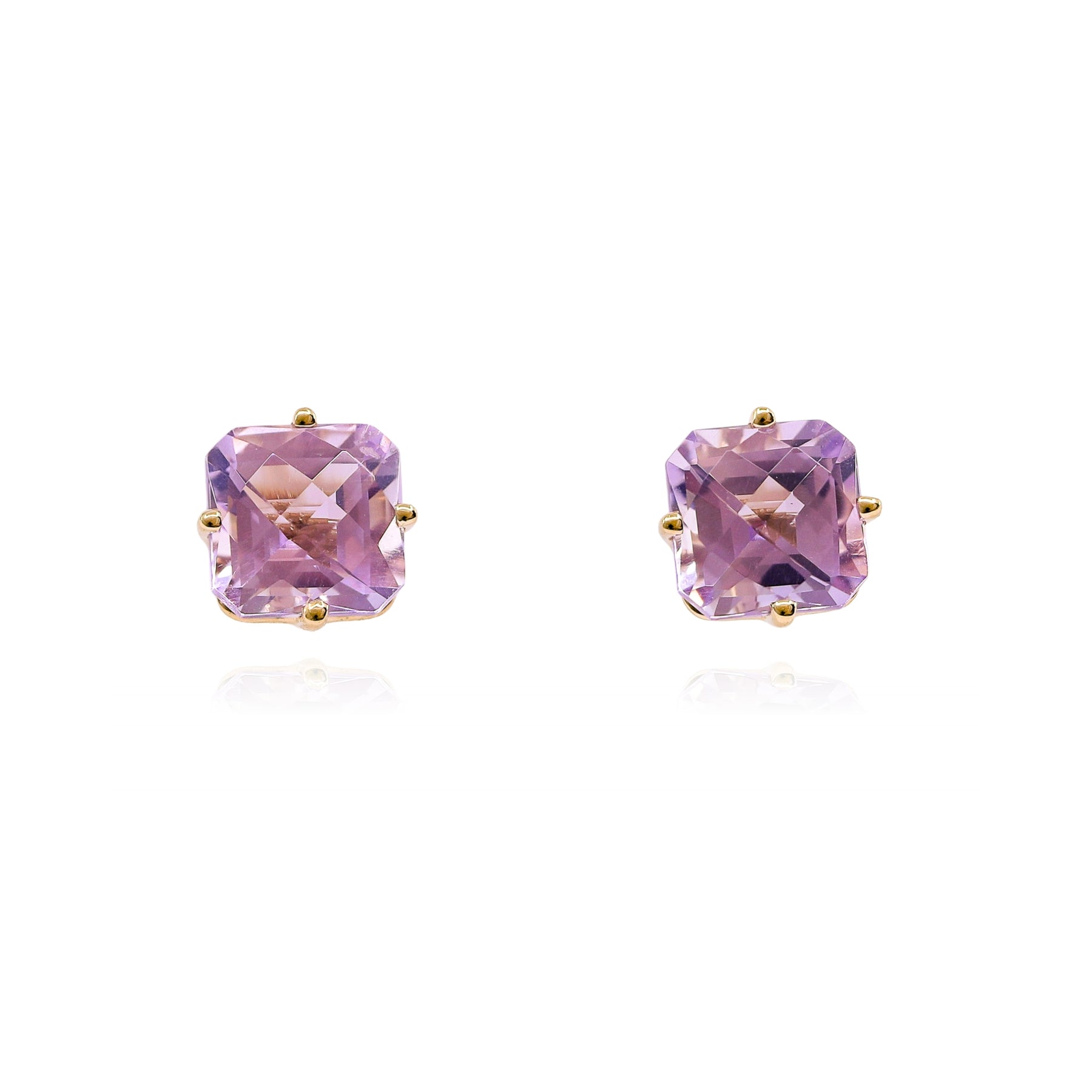 14K YELLOW GOLD LAVENDER AMETHYST STUD EARRINGS  245-03624