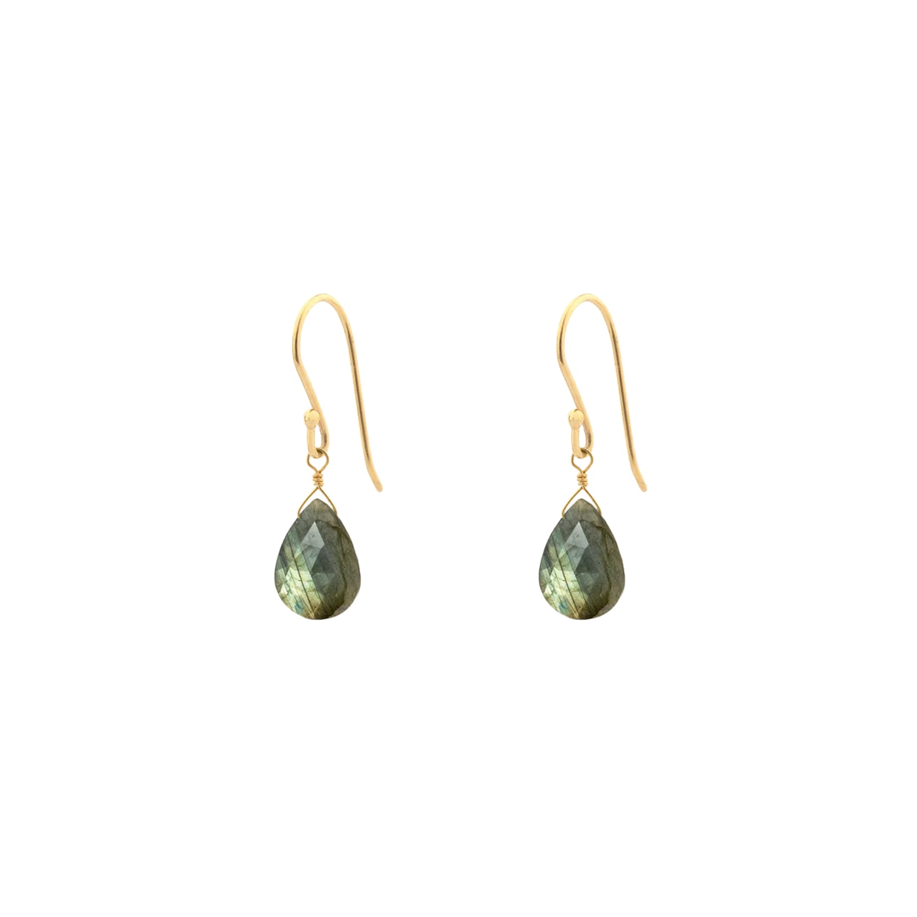 ANNE SPORTUN 18K YELLOW GOLD LABRADORITE DROP EARRINGS  245-03689