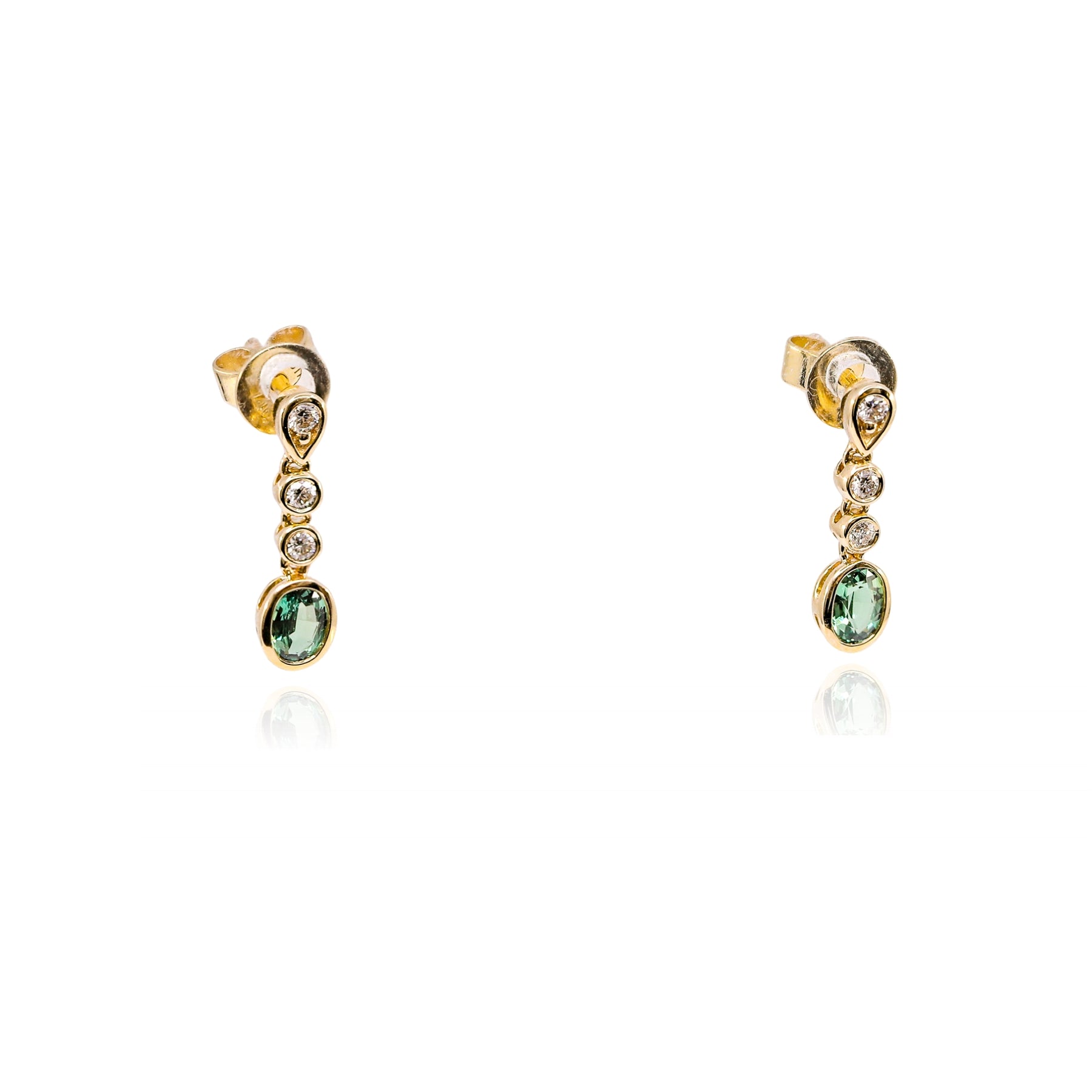 14K YELLOW GOLD ALEXANDRITE DIAMOND DROP EARRINGS