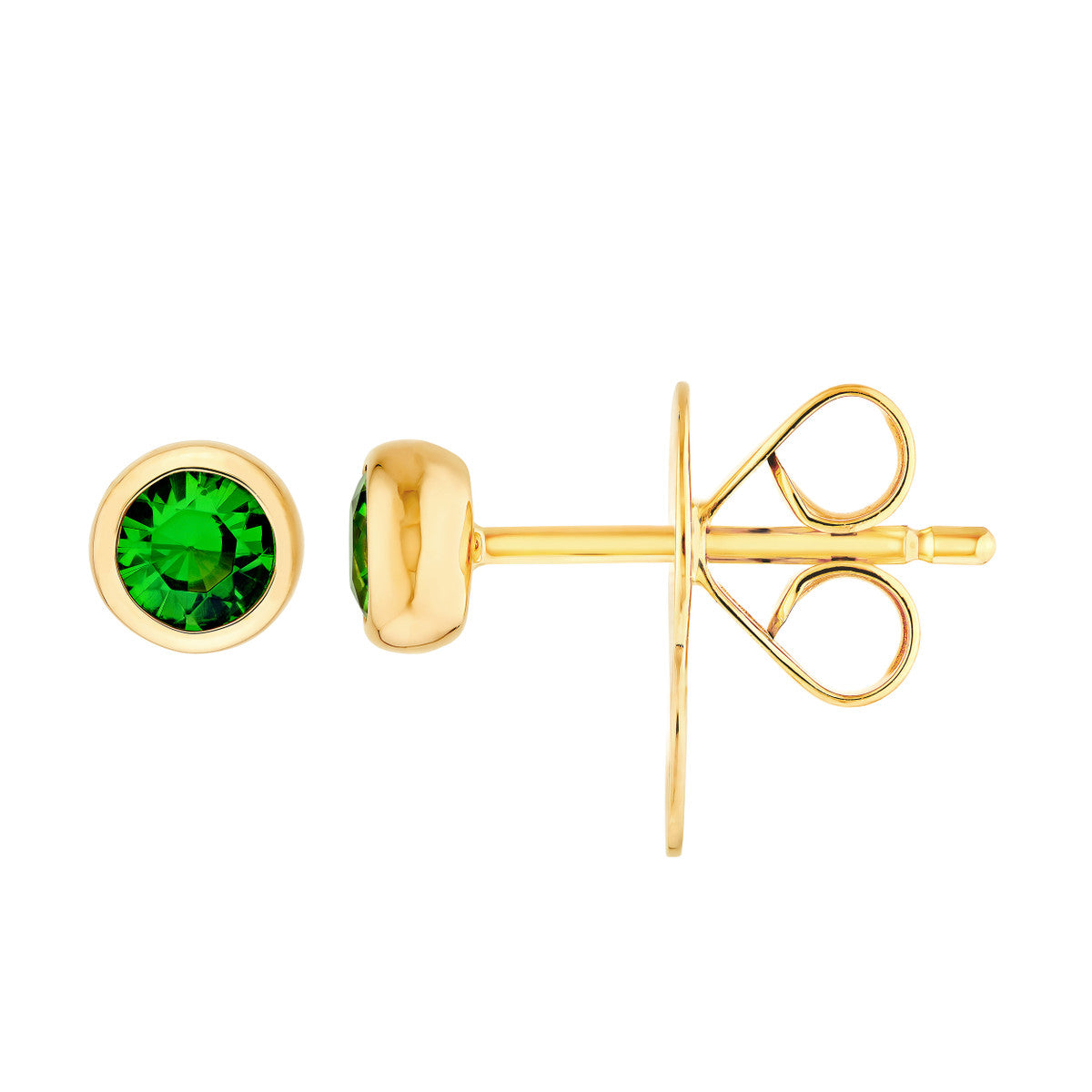 14K YELLOW GOLD BEZEL-SET TSAVORITE GARNET STUD EARINGS