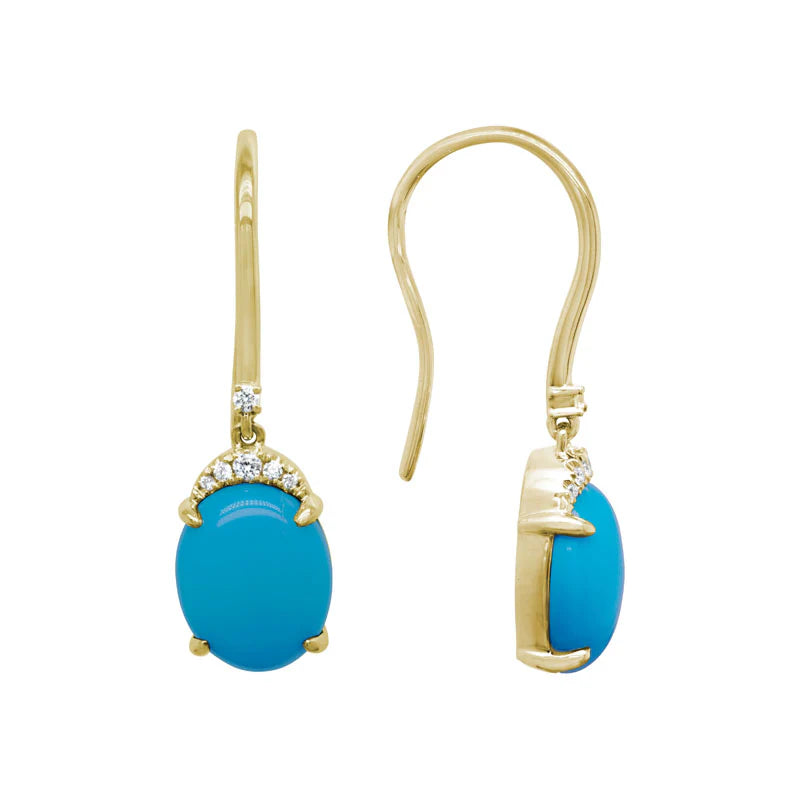 14K YELLOW GOLD TURQUOISE AND DIAMOND DANGLE EARRINGS GE03RNVYDTQ-01