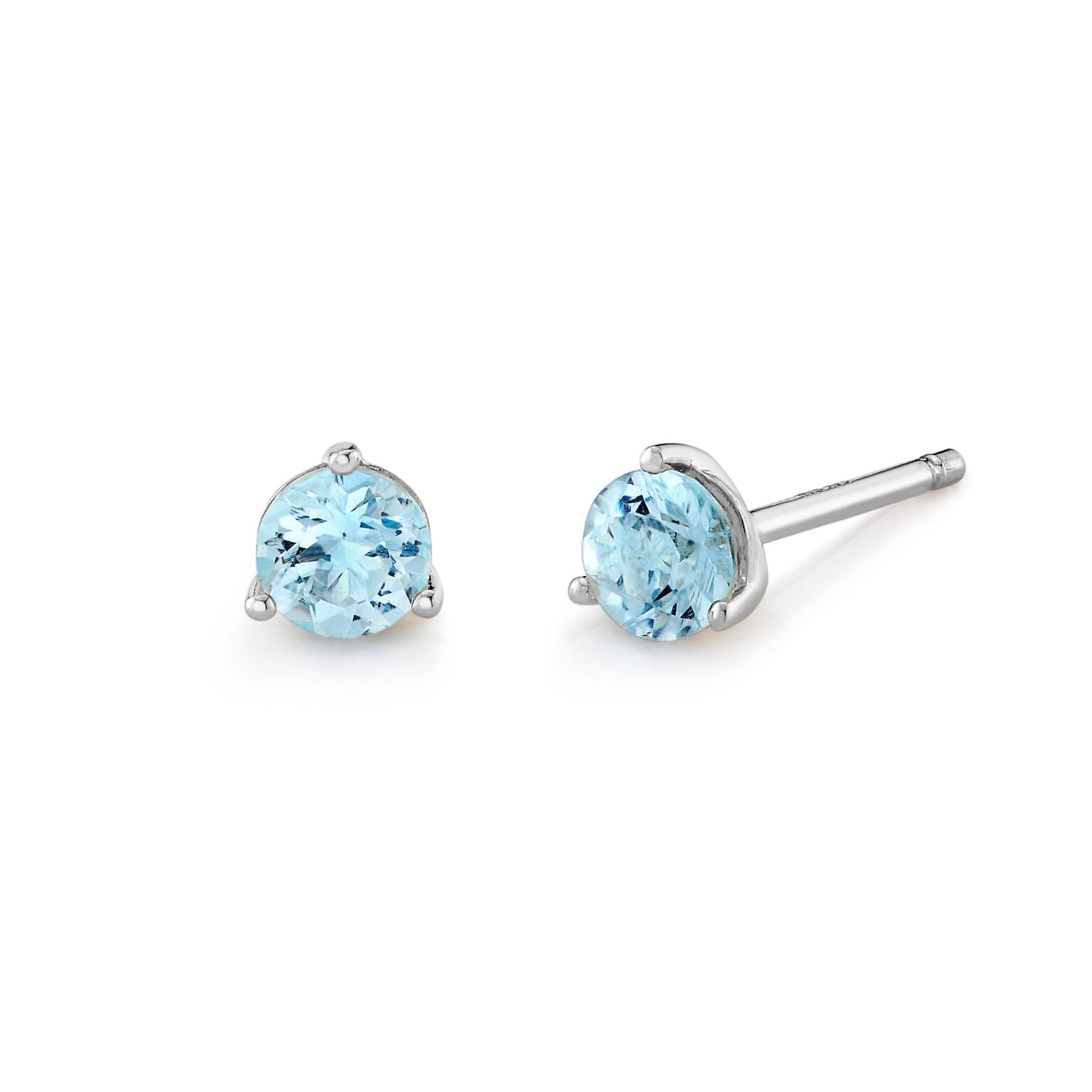 14K WHITE GOLD MARTINI SET AQUAMARINE STUD EARRINGS 29501-4-EAQ