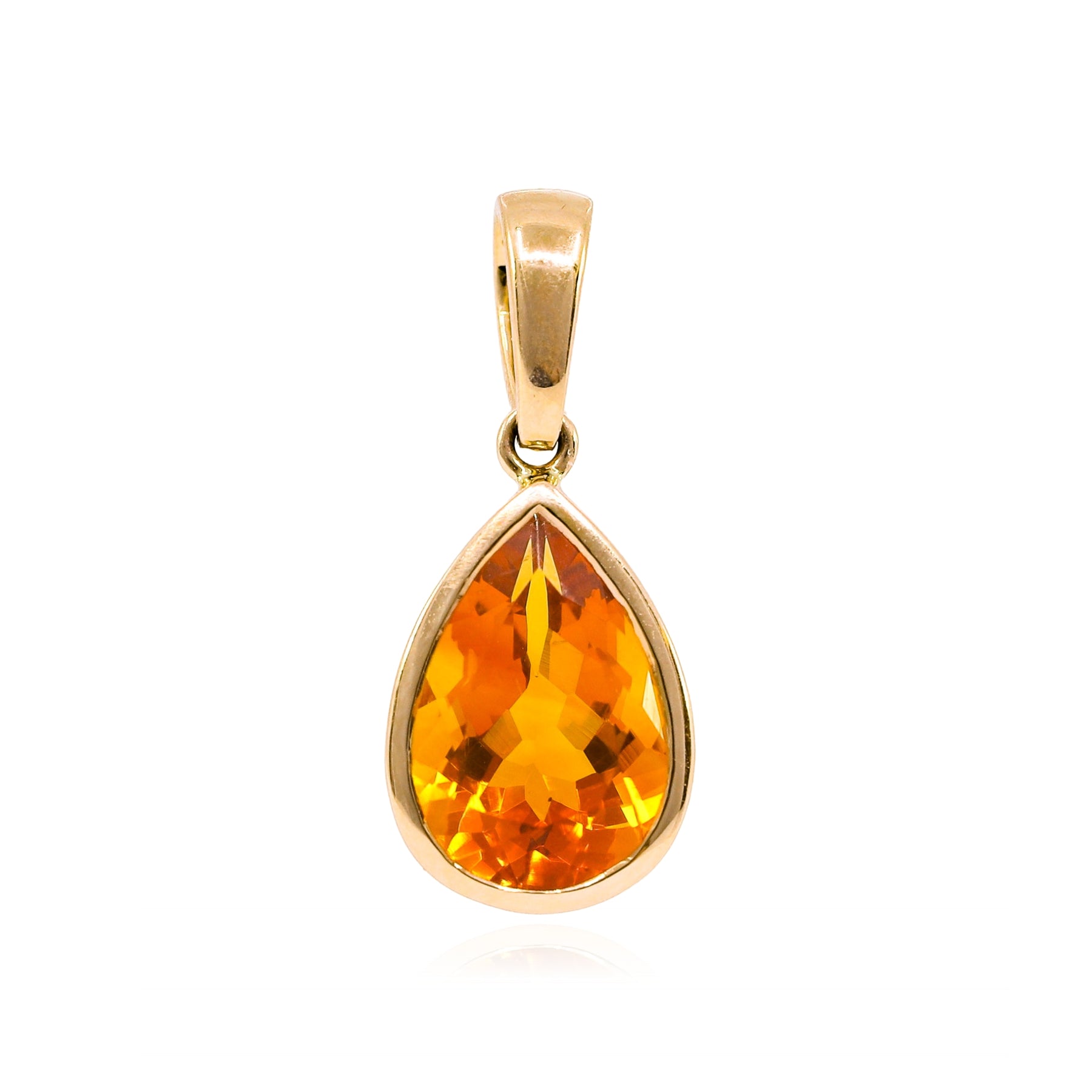 14K YELLOW GOLD TEARDROP CITRINE PENDANT