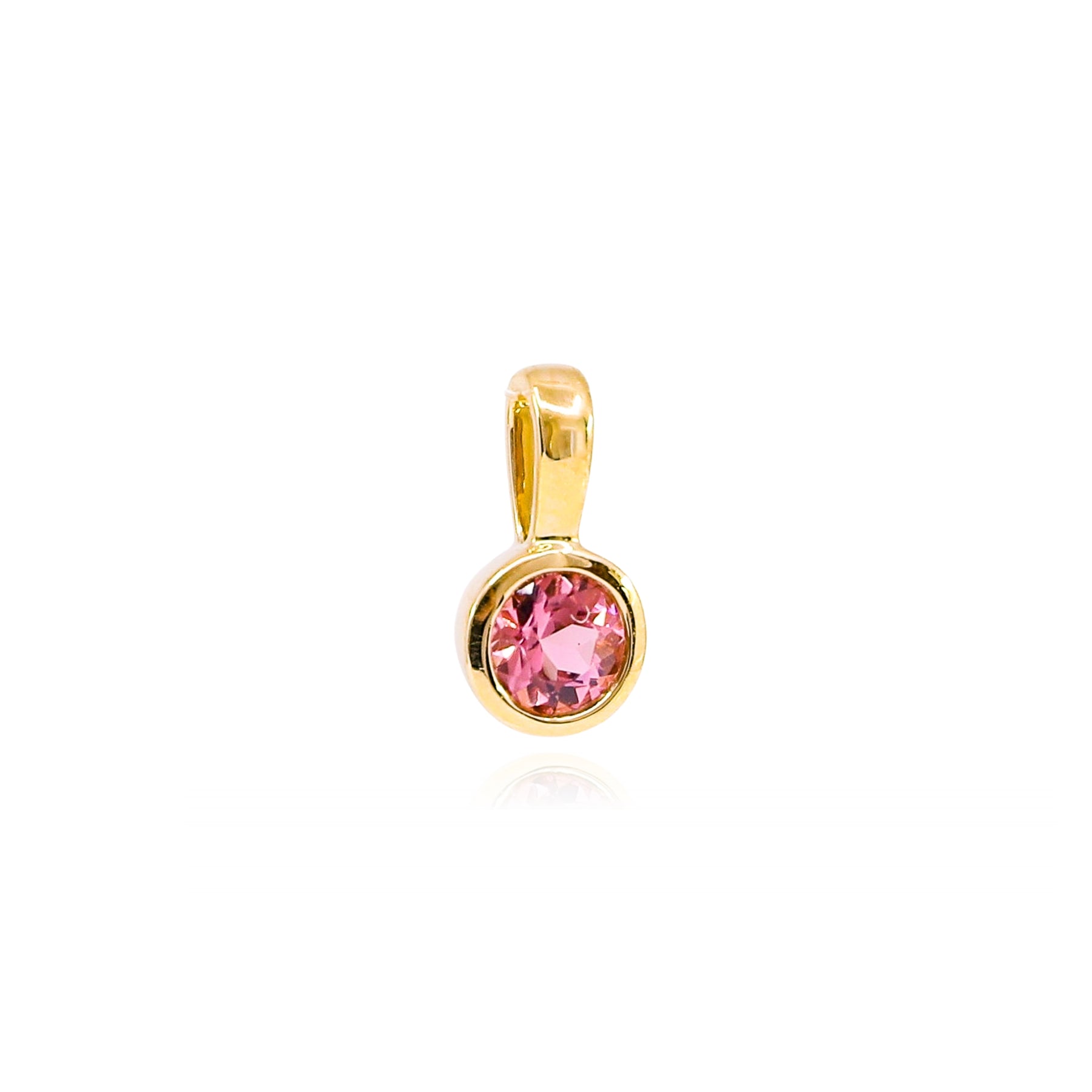 14K YELLOW GOLD PINK TOURMALINE BEZEL PENDANT  246-03980