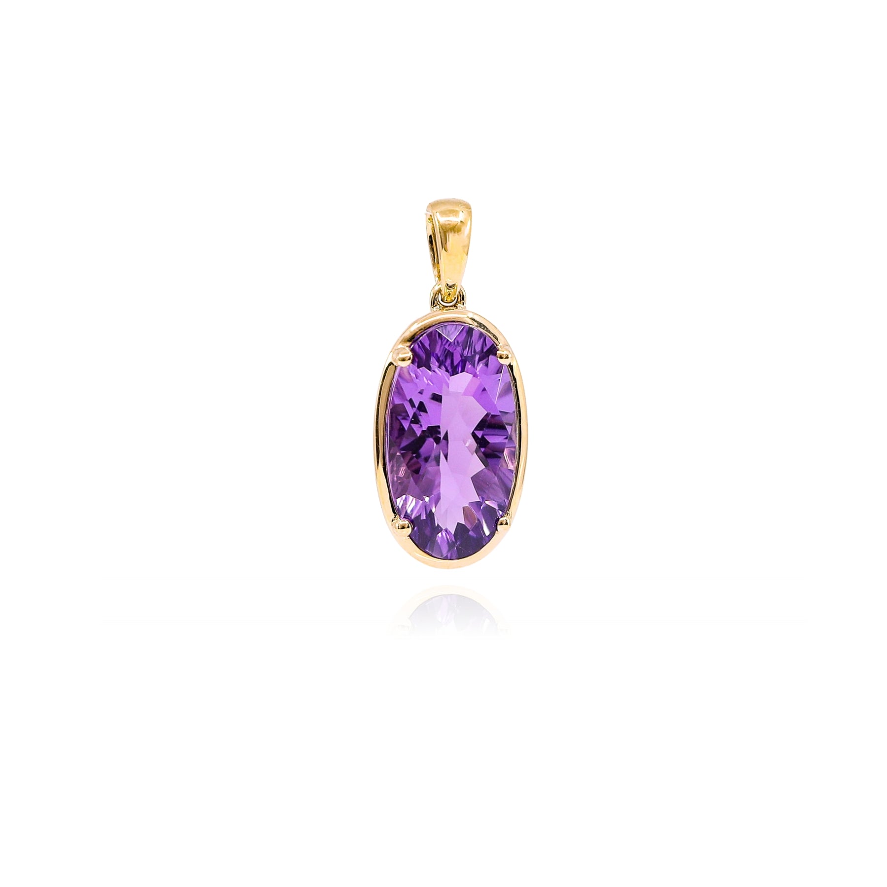 14K YELLOW GOLD OVAL AMETHYST PENDANT  246-03981