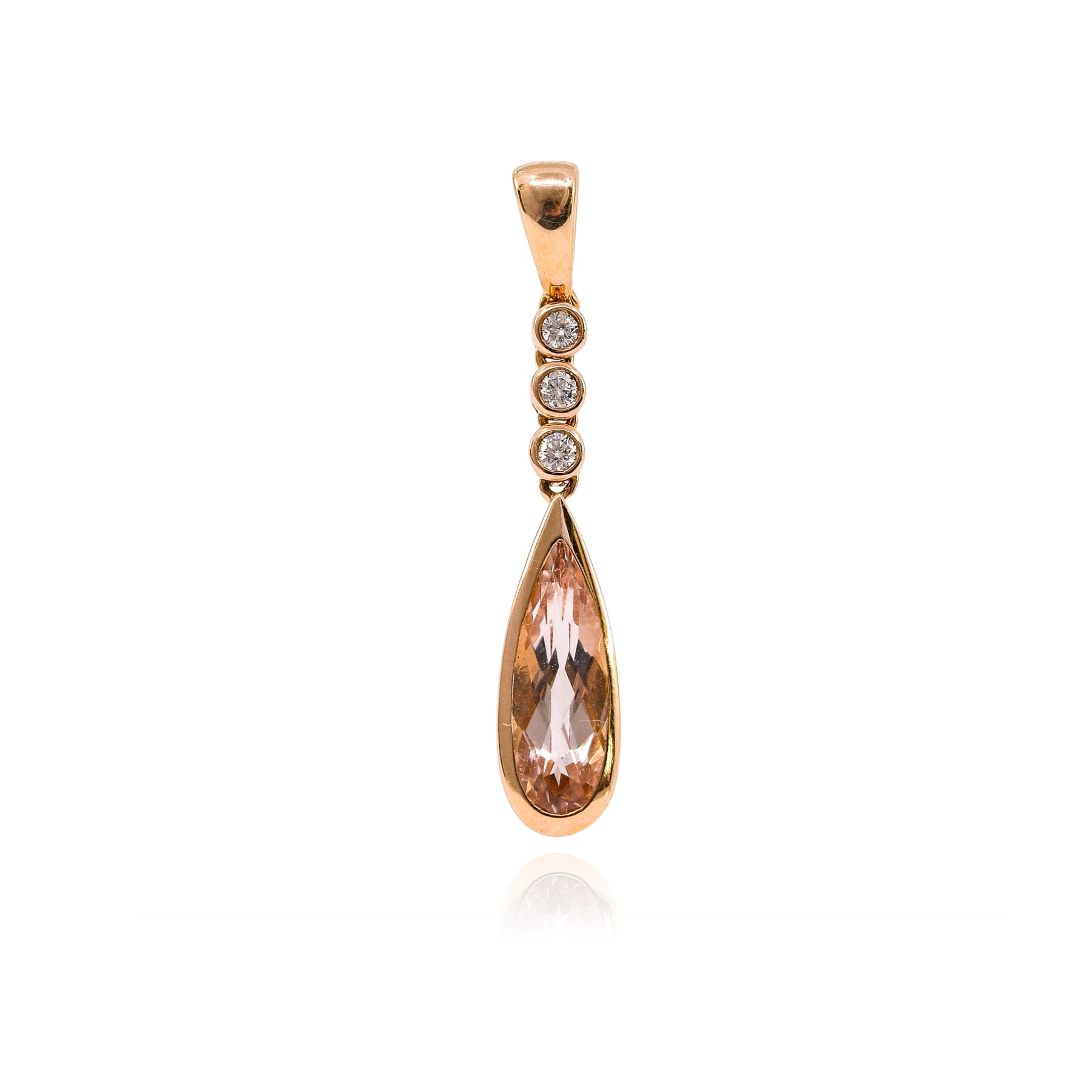 14K ROSE GOLD MORGANITE TEARDROP PENDANT
