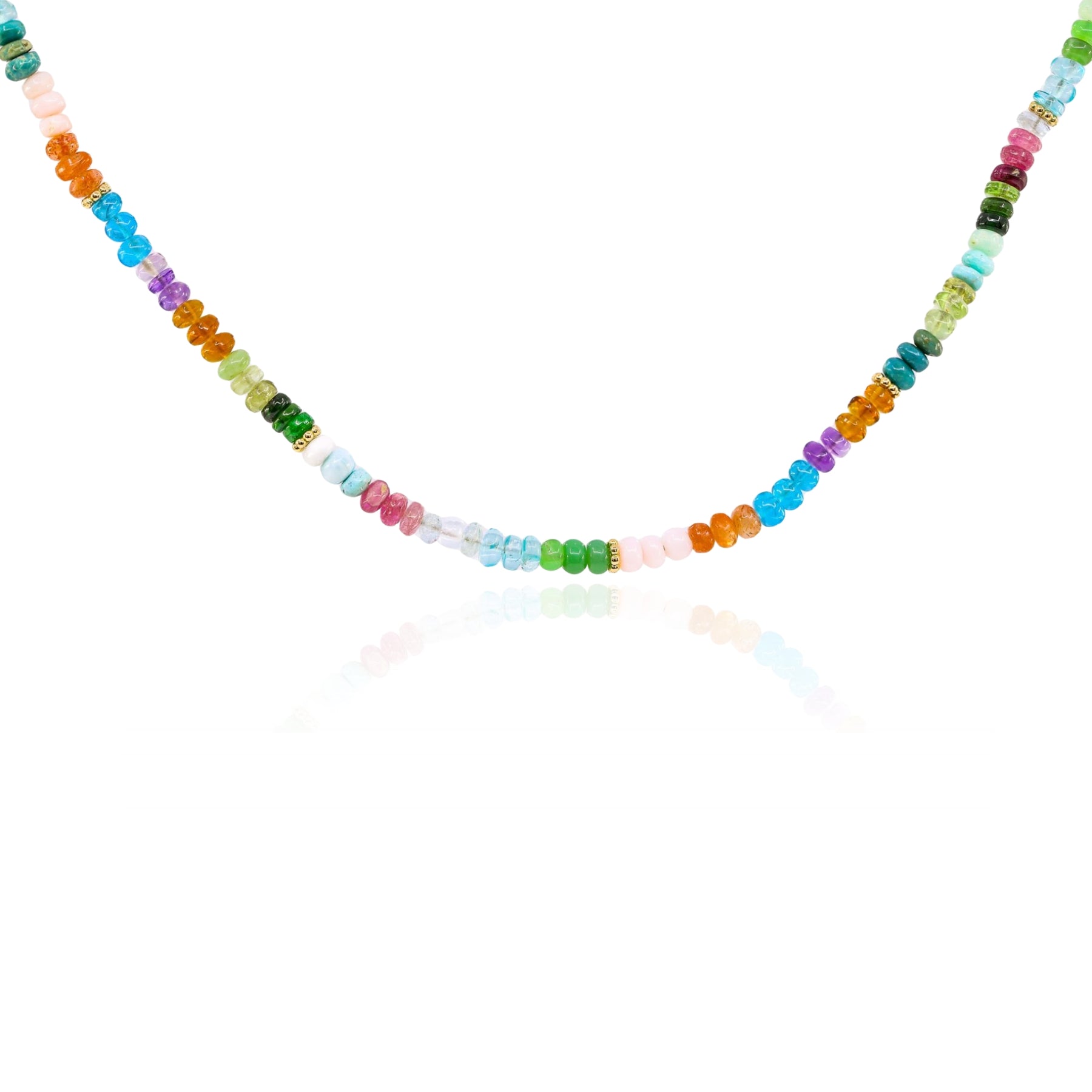 LAUREN K 18K YELLOW GOLD 18-INCH MULTI-COLOR GEMSTONE BEAD NECKLACE