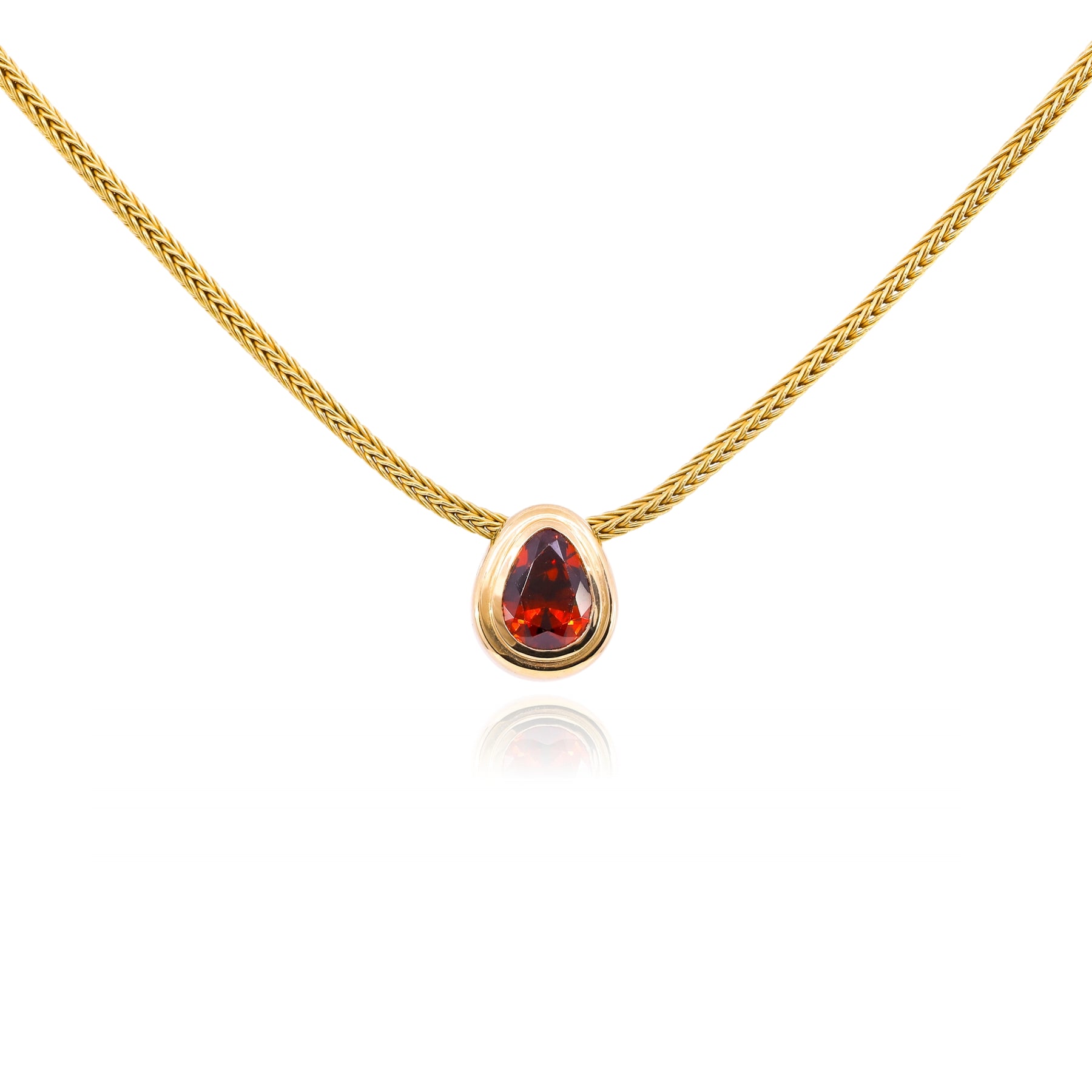 JADE RUZZO 18K YELLOW GOLD 16-INCH TEARDROP GARNET JOSEPHINE NECKLACE