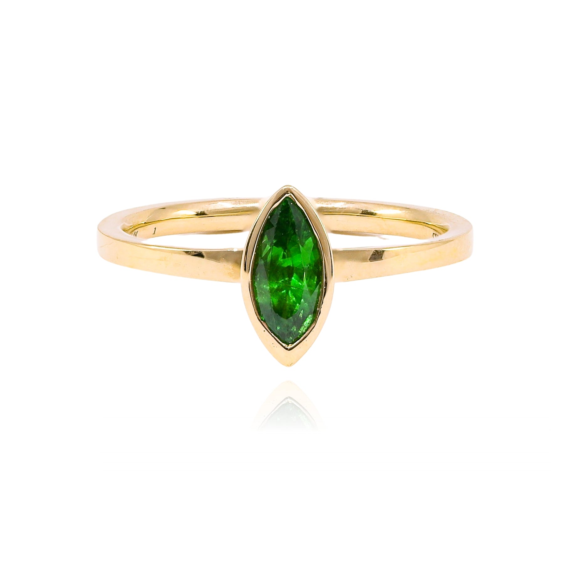 14K YELLOW GOLD MARQUISE GREEN TSAVORITE RING