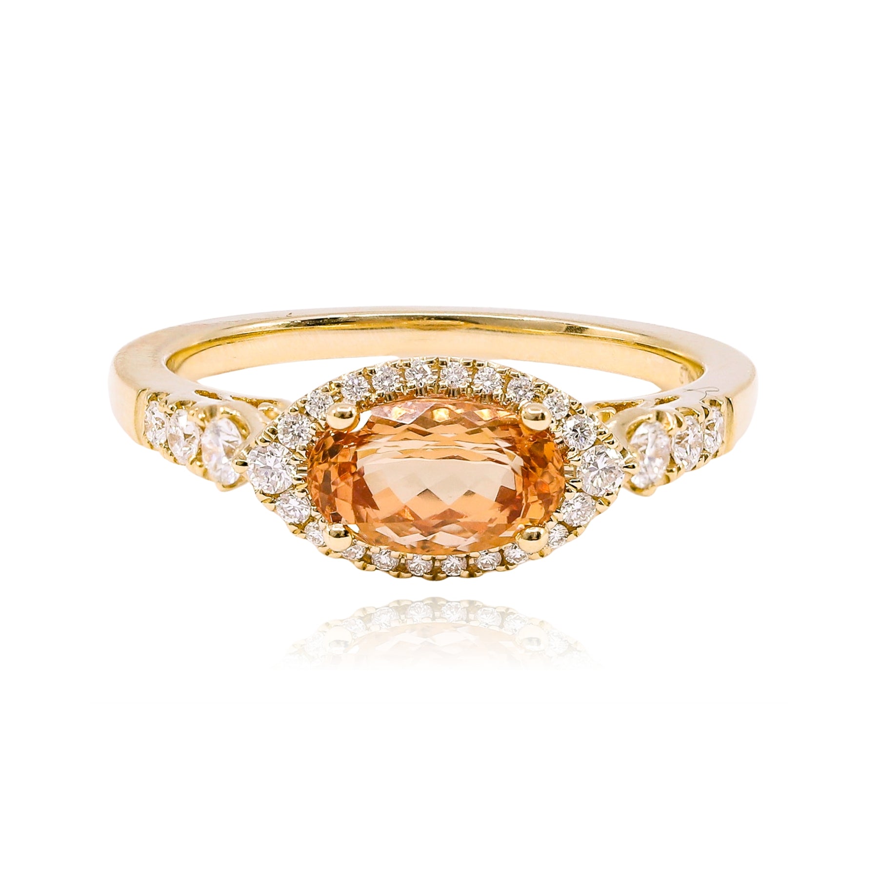 14K YELLOW GOLD TOPAZ DIAMOND HALO RING