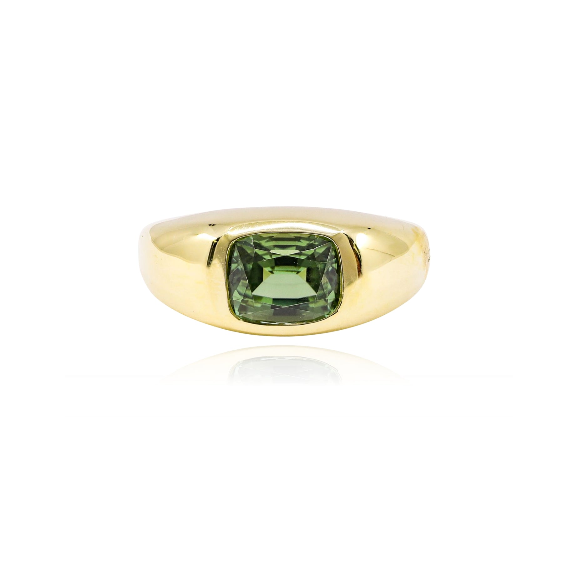 LAUREN K 18K YELLOW GOLD CUSHION GREEN TOURMALINE RING