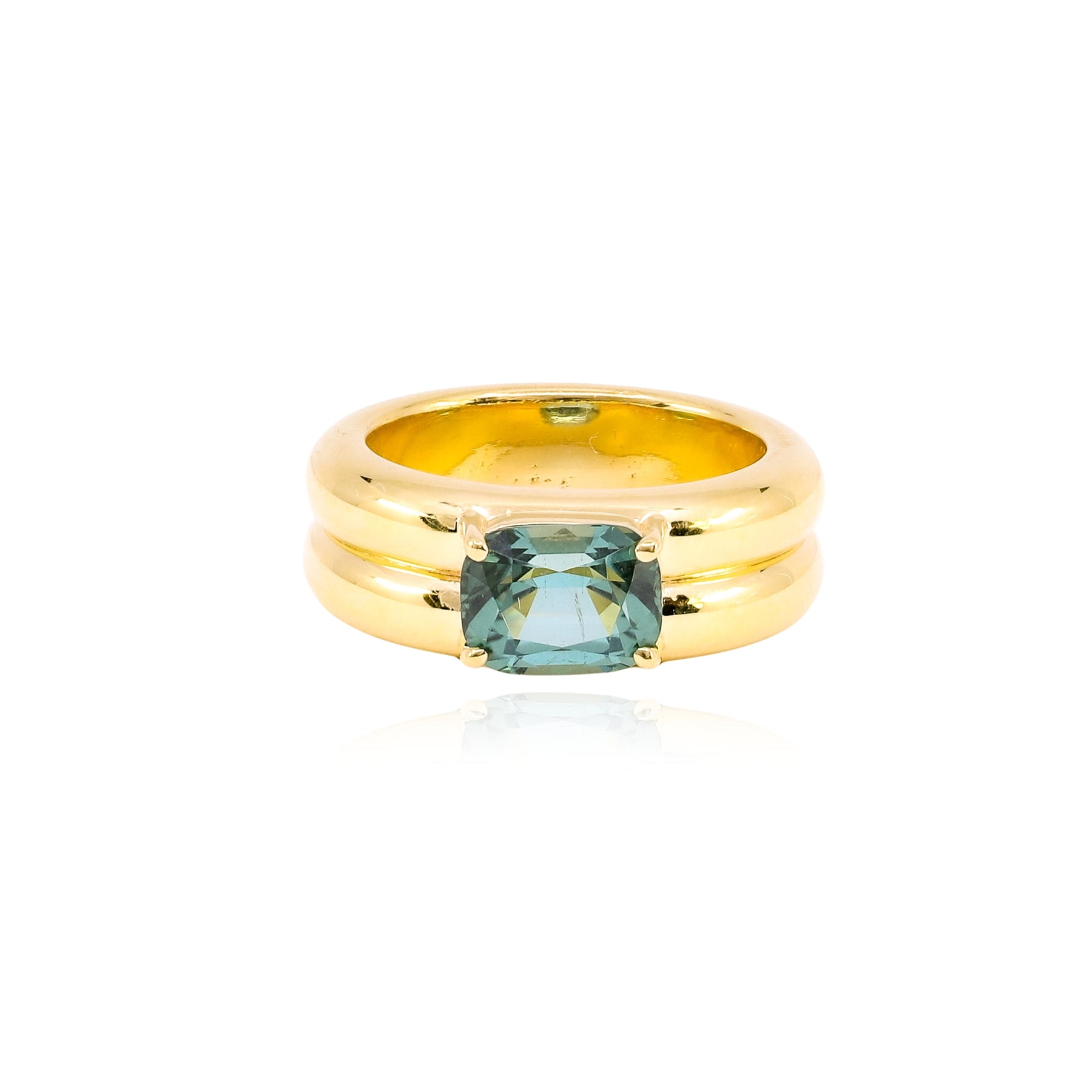 JADE RUZZO 18K YELLOW GOLD BLUE LAGOON TOURMALINE RING