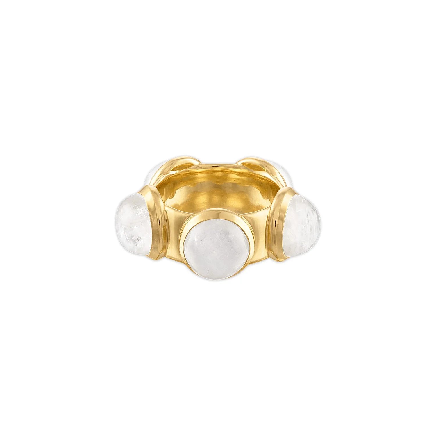 JADE RUZZO 18K YELLOW GOLD RAINBOW MOONSTONE RING
