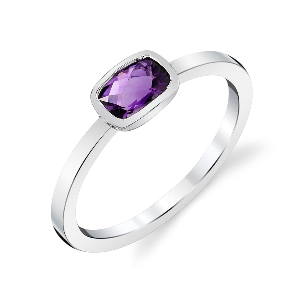 14K WHITE GOLD EAST-WEST AMETHYST FASHION RING 21121-RAM