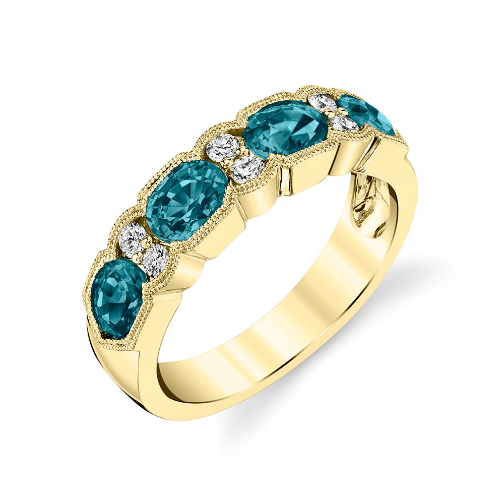 14K YELLOW GOLD LONDON BLUE TOPAZ AND DIAMOND FASHION RING 31640-RLB