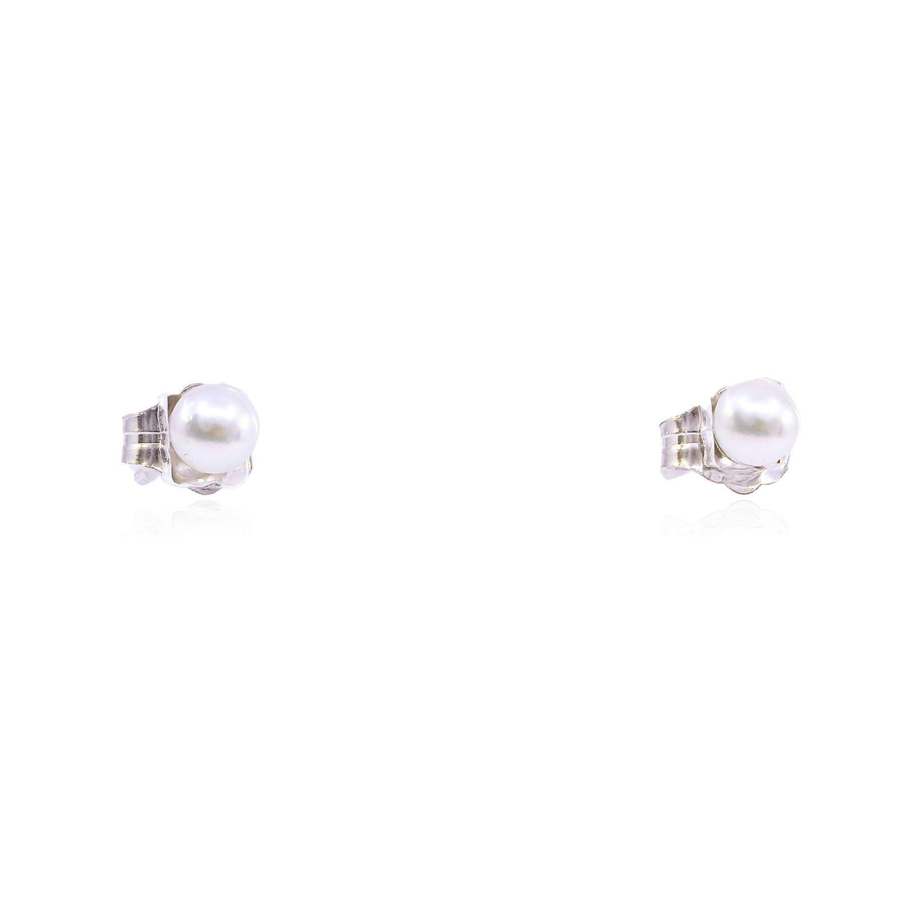 14K WHITE GOLD CULTURED PEARL STUD EARRINGS