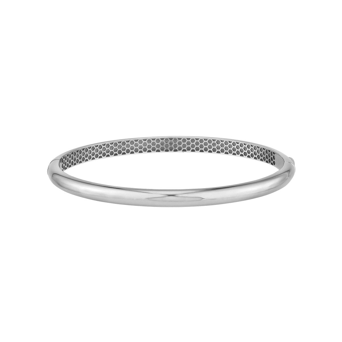 14K WHITE GOLD DOMED BANGLE BRACELET