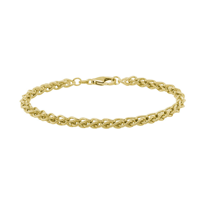 14K YELLOW GOLD BOXED WHEAT LINK BRACELET