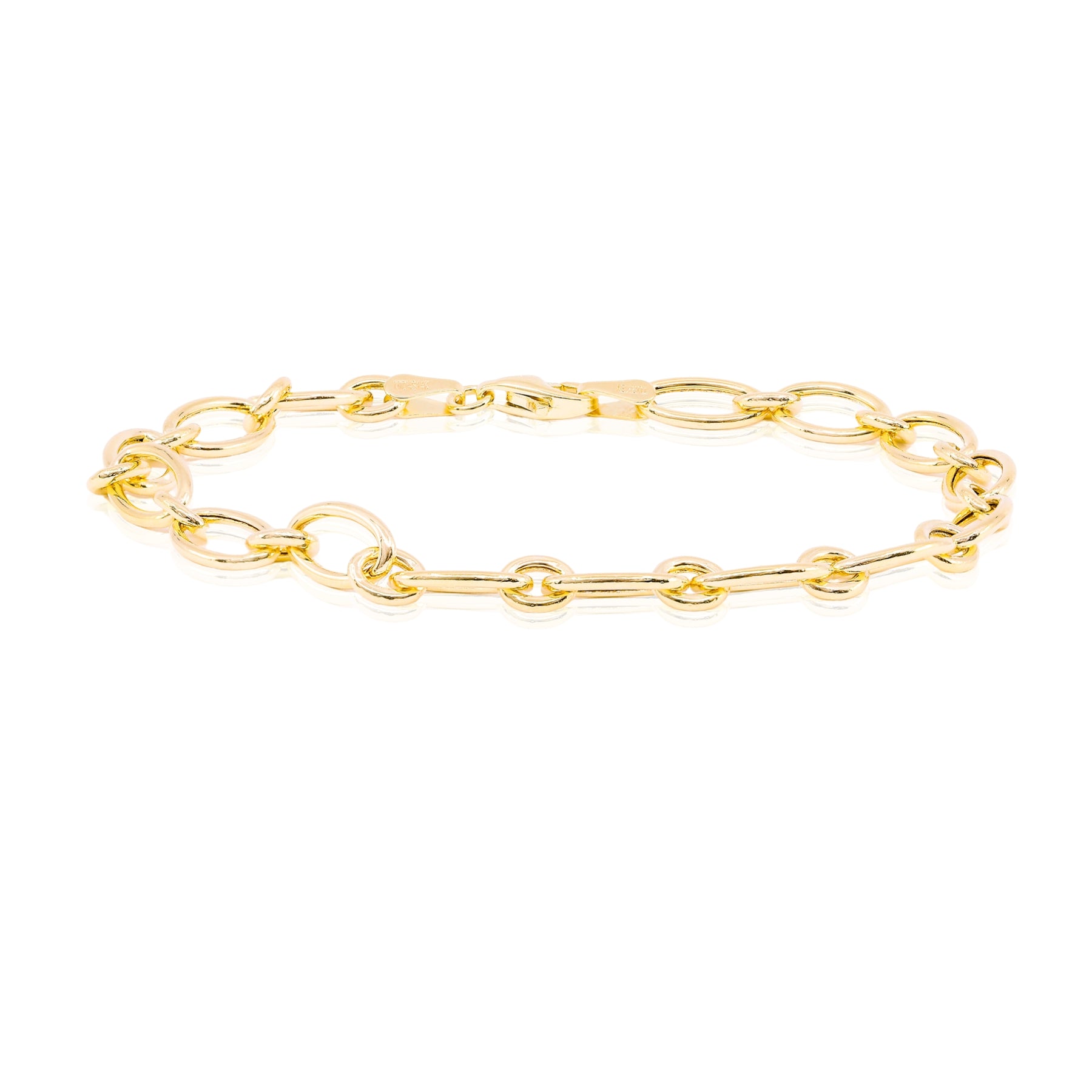 14K YELLOW GOLD OVAL AND CIRCLE LINK BRACELET  250-02924