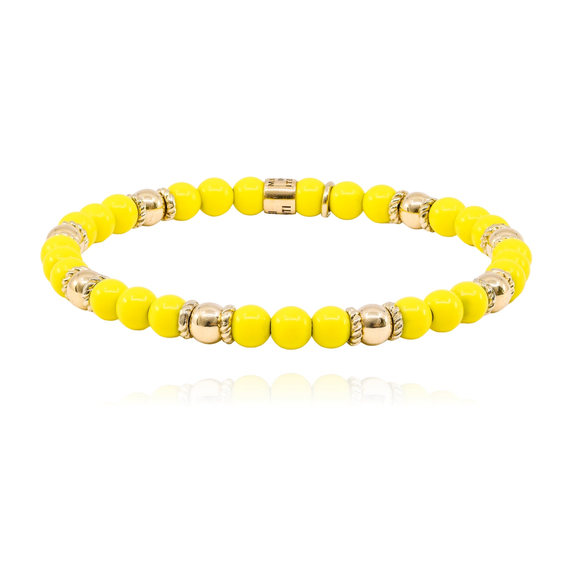 LUIGI TAVANTI 14K YELLOW GOLD YELLOW BEAD STRETCH BRACELET