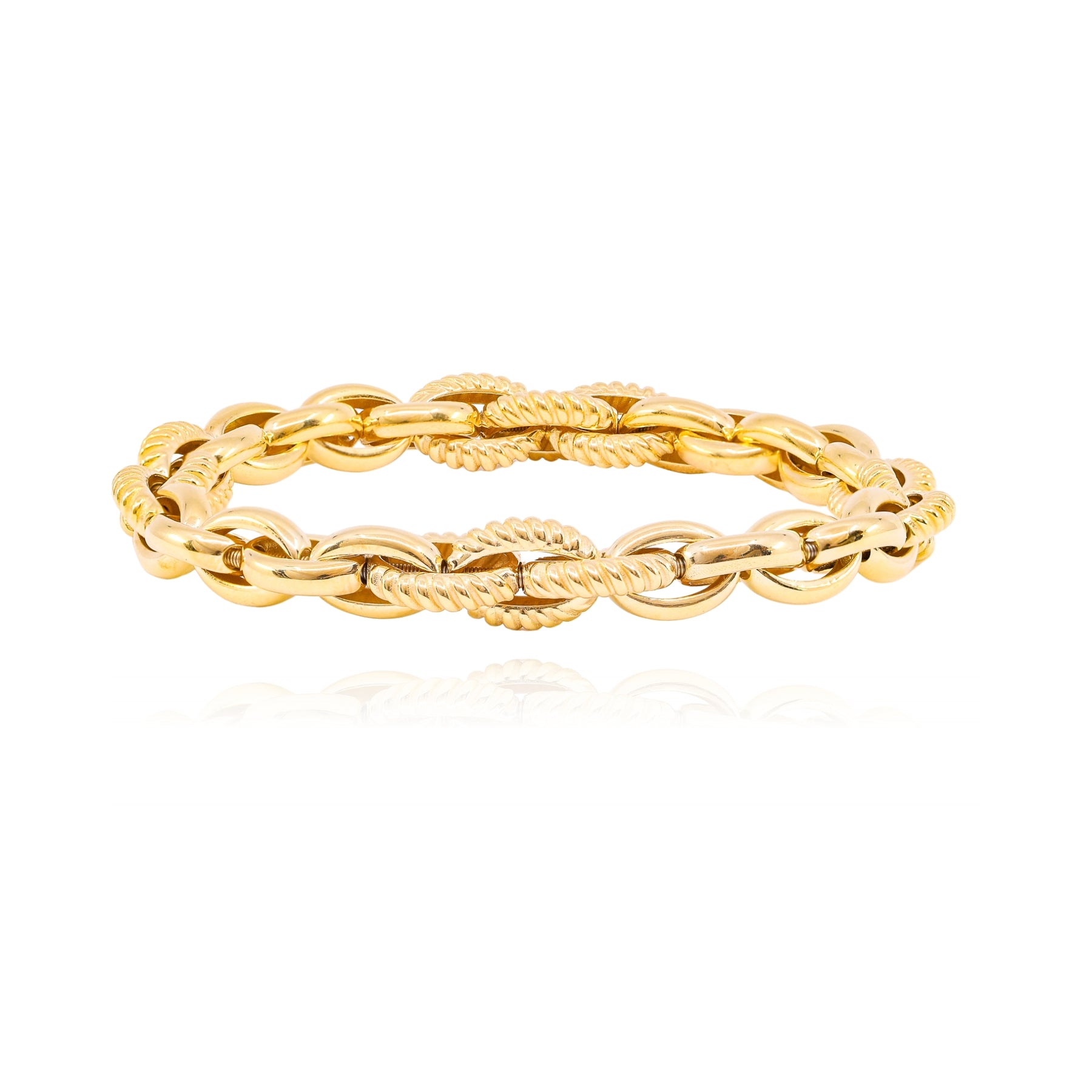 LUIGI TAVANTI 14K YELLOW GOLD CABLE LINK STRETCH BRACELET