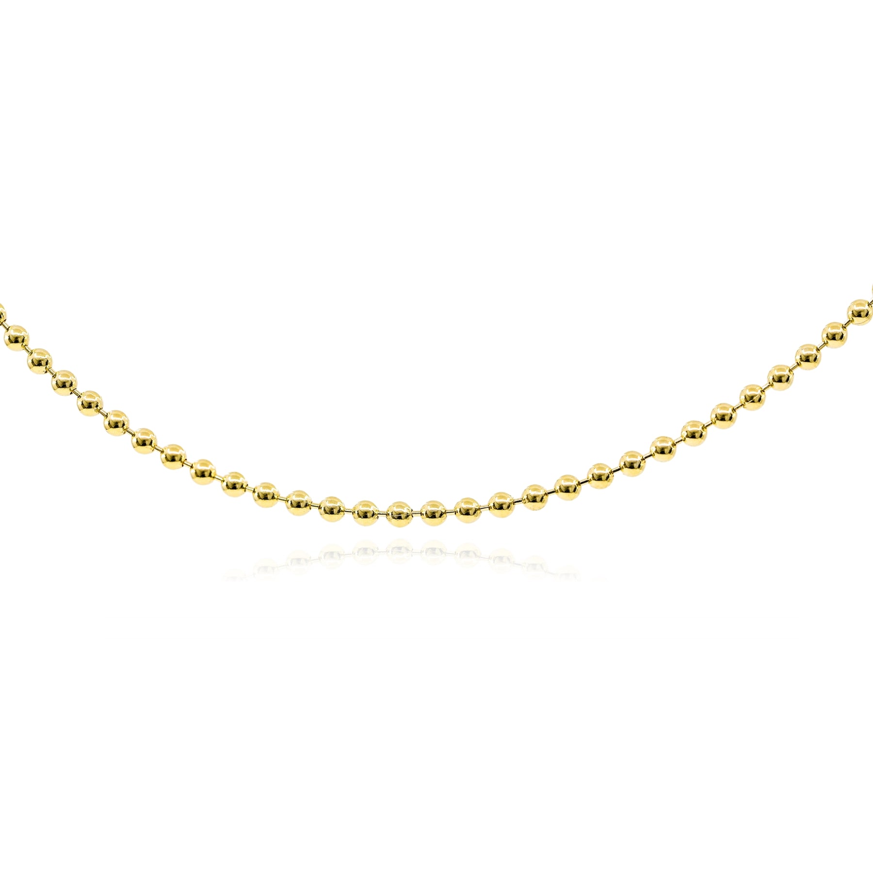 14K YELLOW GOLD SOLID 2MM BEAD CHAIN