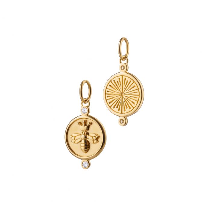 MONICA RICH KOSANN 18K YELLOW GOLD DIAMOND QUEEN BEE CHARM