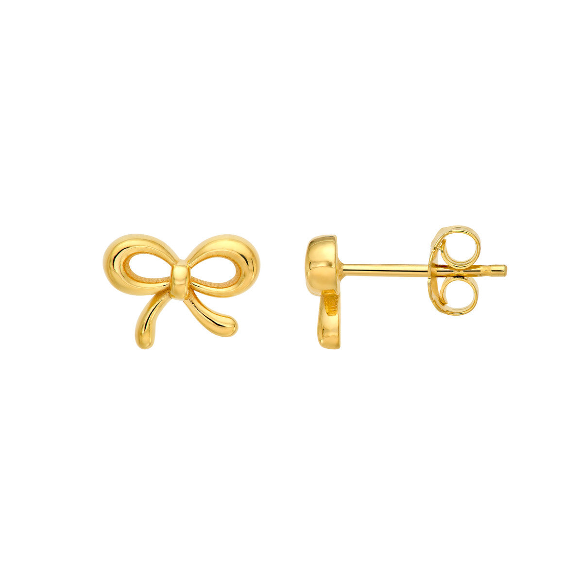 14K yellow gold 3D bowtie stud earrings