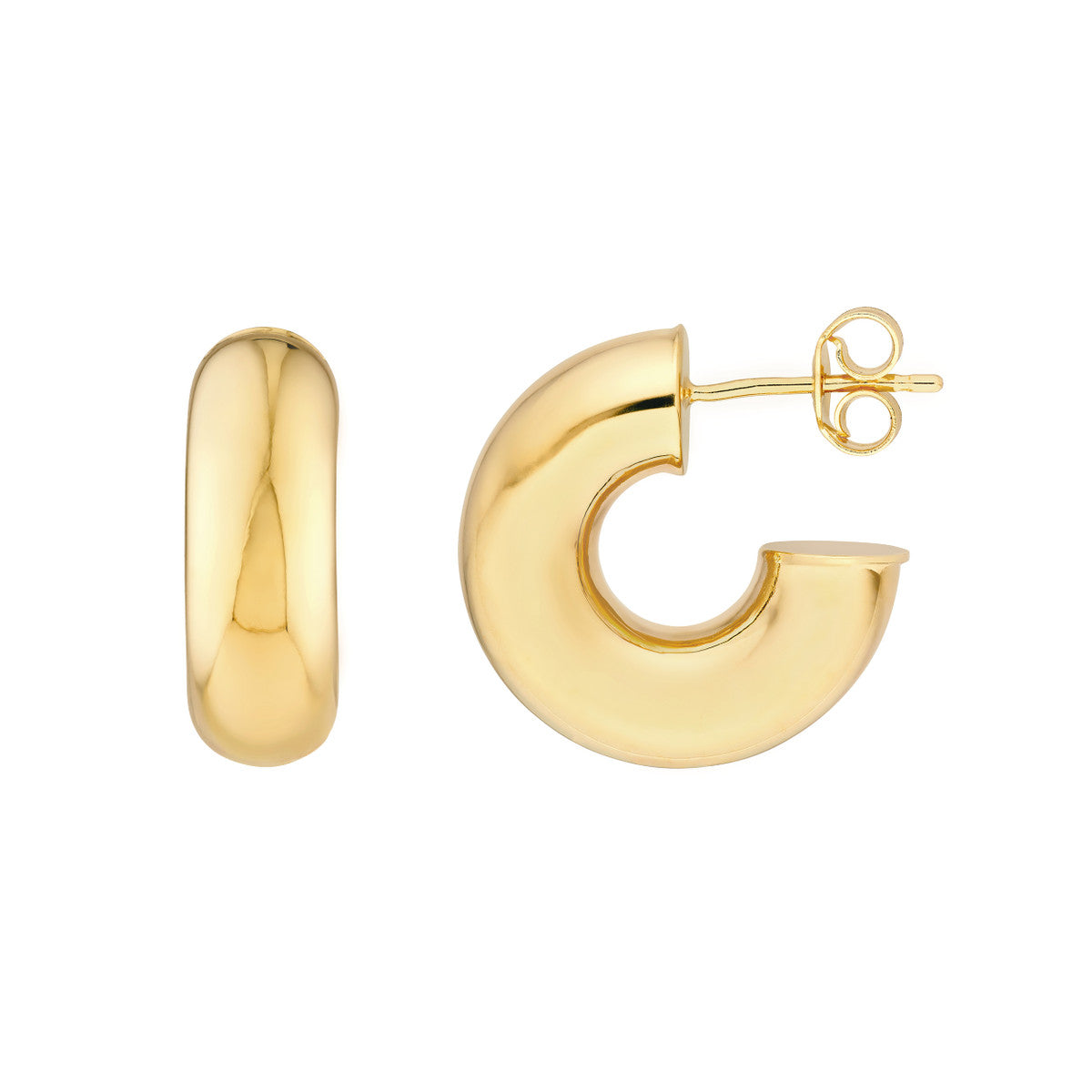 14K YELLOW GOLD PUFFED HOOP EARRINGS
