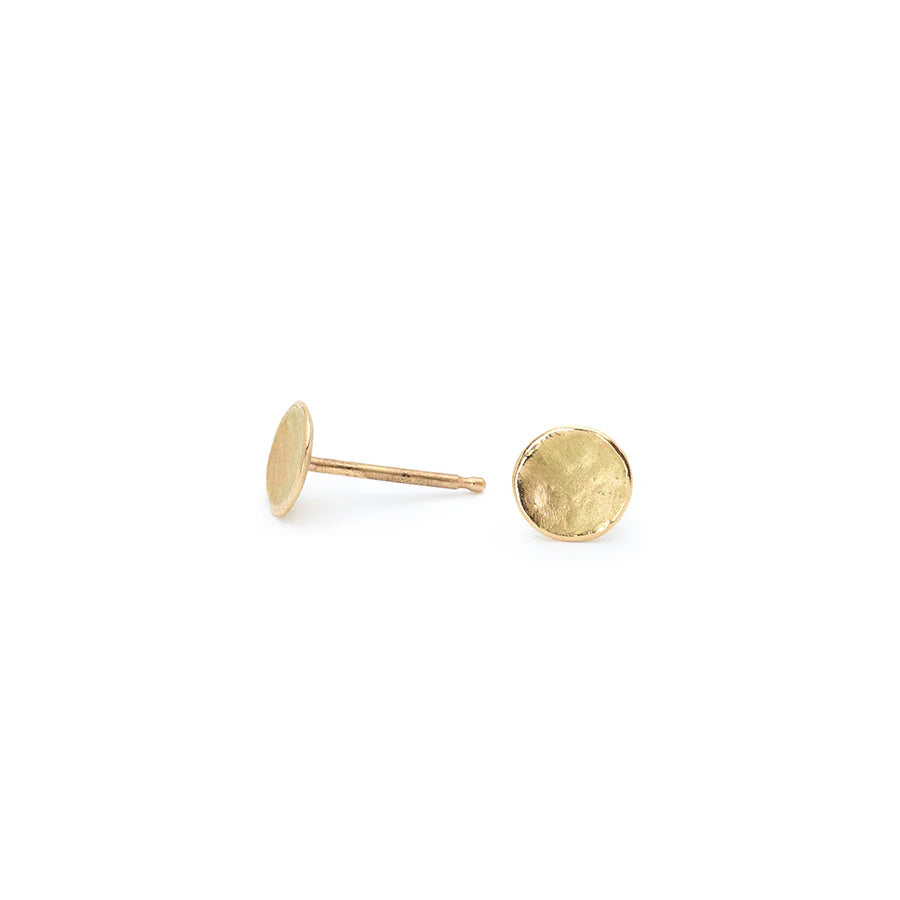 ANNE SPORTUN 18K YELLOW GOLD HAMMERED DISC STUD EARRINGS  253-05031