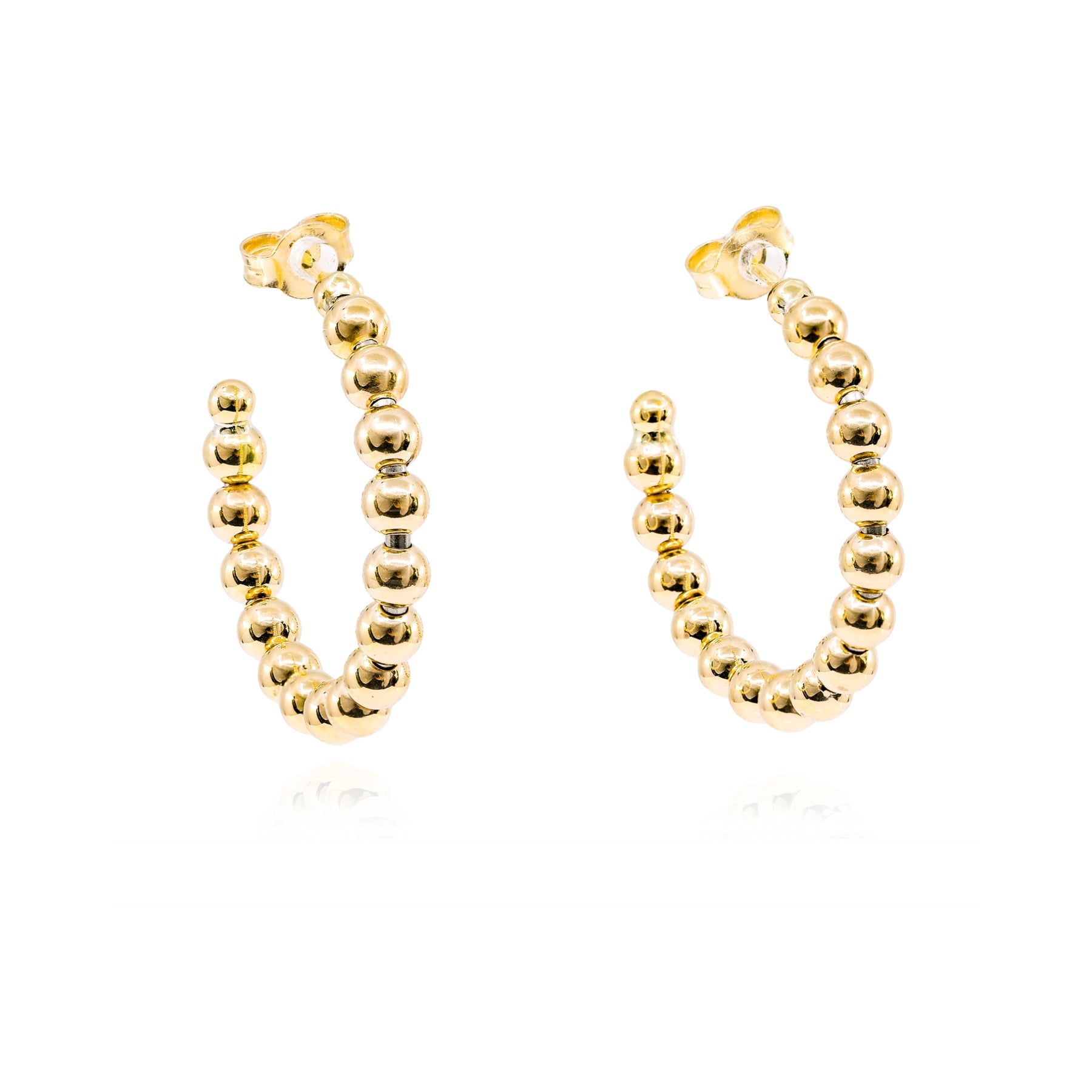 LUIGI TAVANTI 18K YELLOW GOLD BEADED HOOP EARRINGS