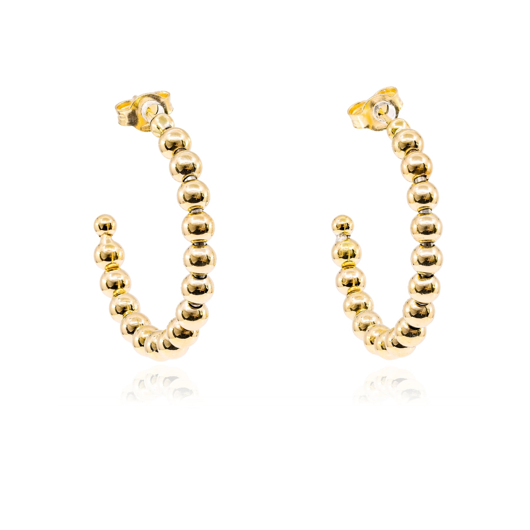 LUIGI TAVANTI 18K YELLOW GOLD BEADED HOOP EARRINGS
