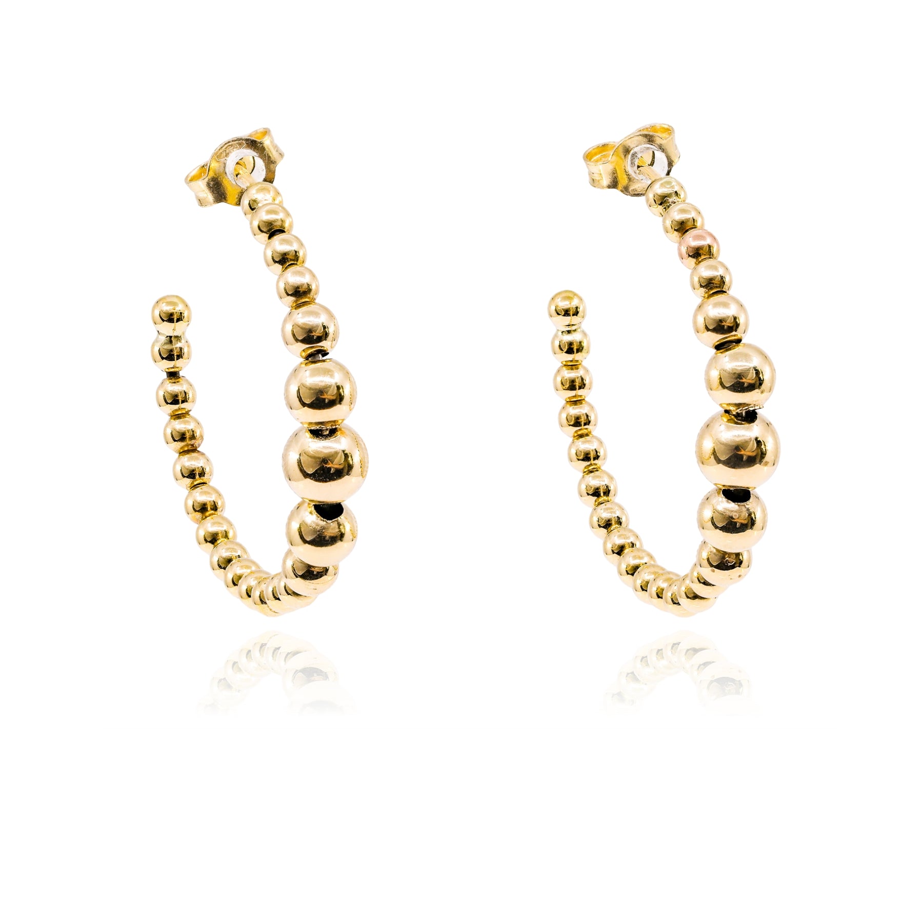 LUIGI TAVANTI 18K YELLOW GOLD BEADED HOOP EARRINGS