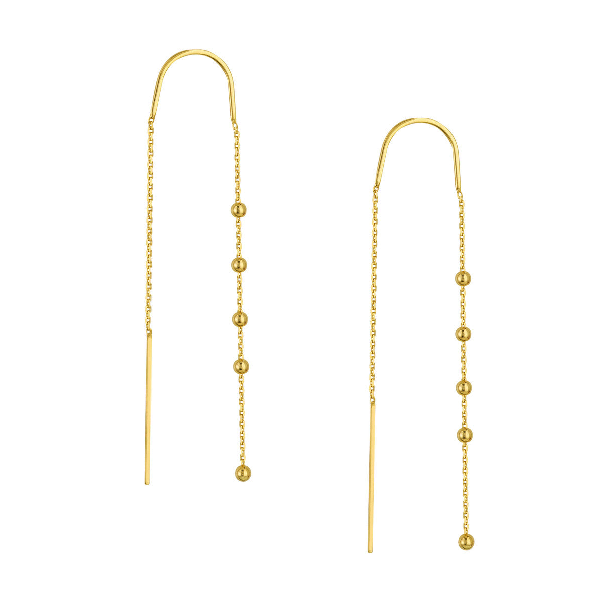 14K YELLOW GOLD 2MM BEAD THREADER EARRINGS MF037815-14Y