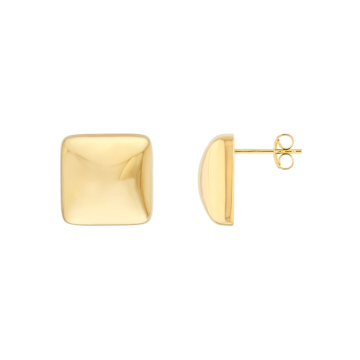14K YELLOW GOLD 15MM 3D PUFFED SQUARE EARRINGS MF045058-14Y