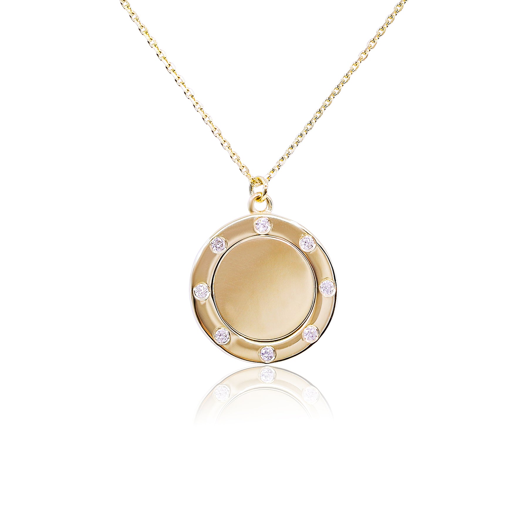 14K YELLOW GOLD DIAMOND MEDALLION NECKLACE