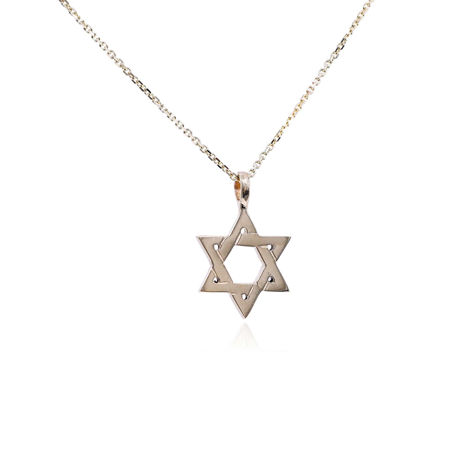 14K YELLOW GOLD SMALL STAR OF DAVID PENDANT NECKLACE