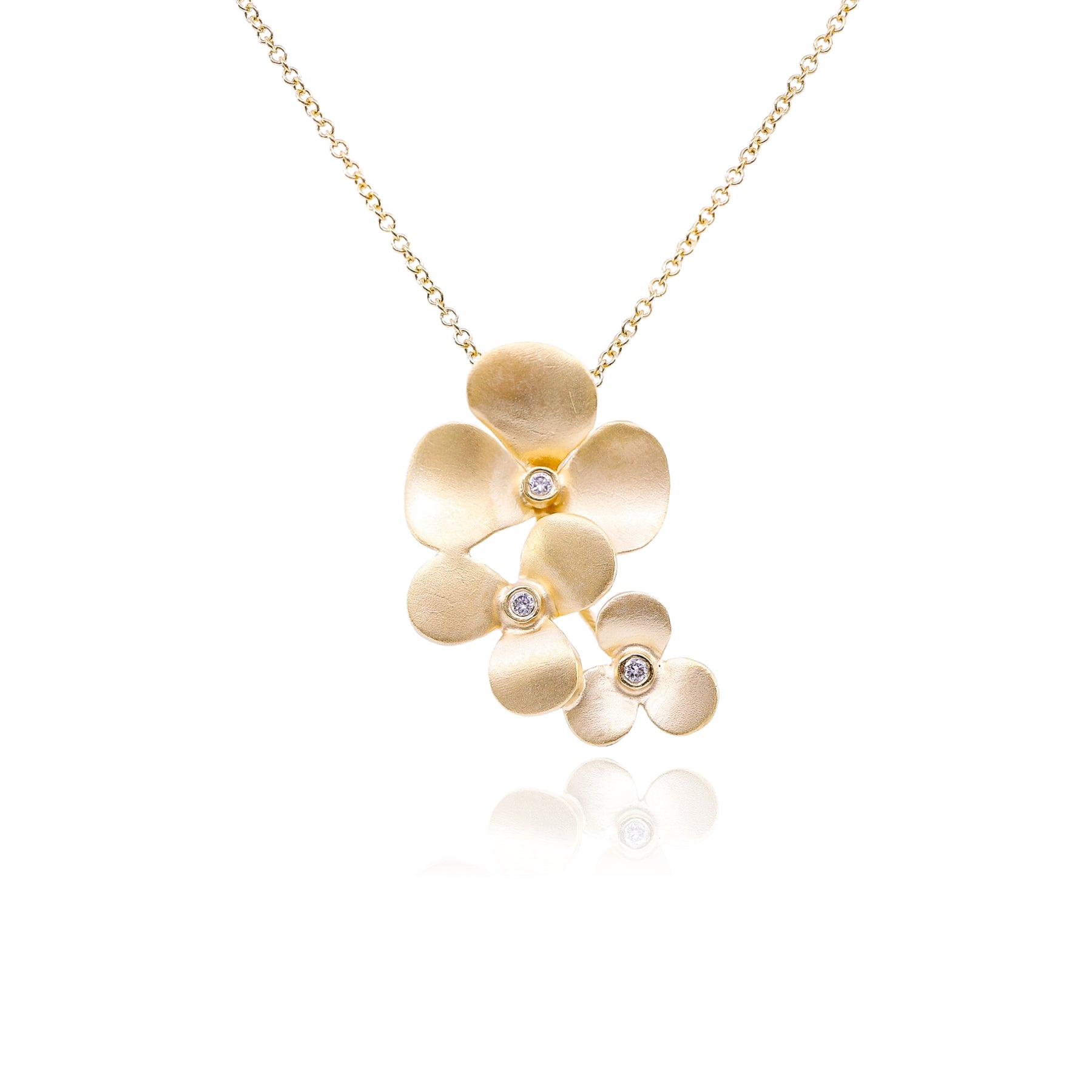 MARIKA 14K YELLOW GOLD FLOWER DIAMOND PENDANT NECKLACE - 0.06CTW