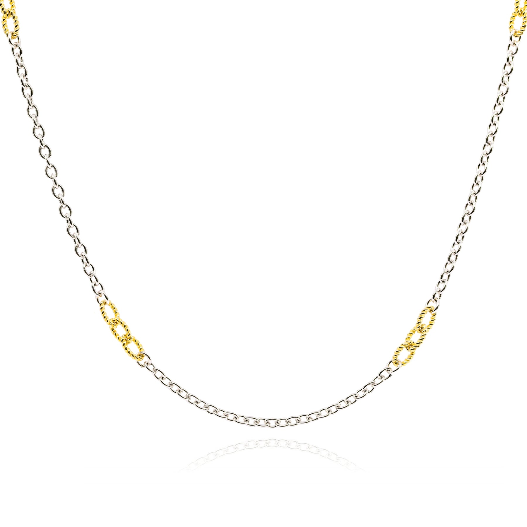 LUIGI TAVANTI 14K YELLOW GOLD STERLING SILVER LINK CHAIN