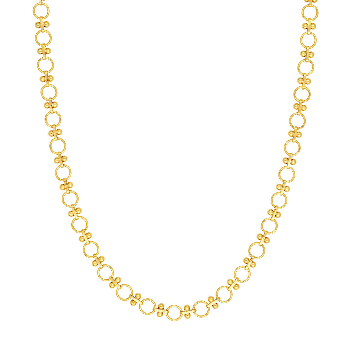 14K YELLOW GOLD 18.5-INCH CIRCLE AND BARBELL-LINK NECKLACE MF045259-14Y