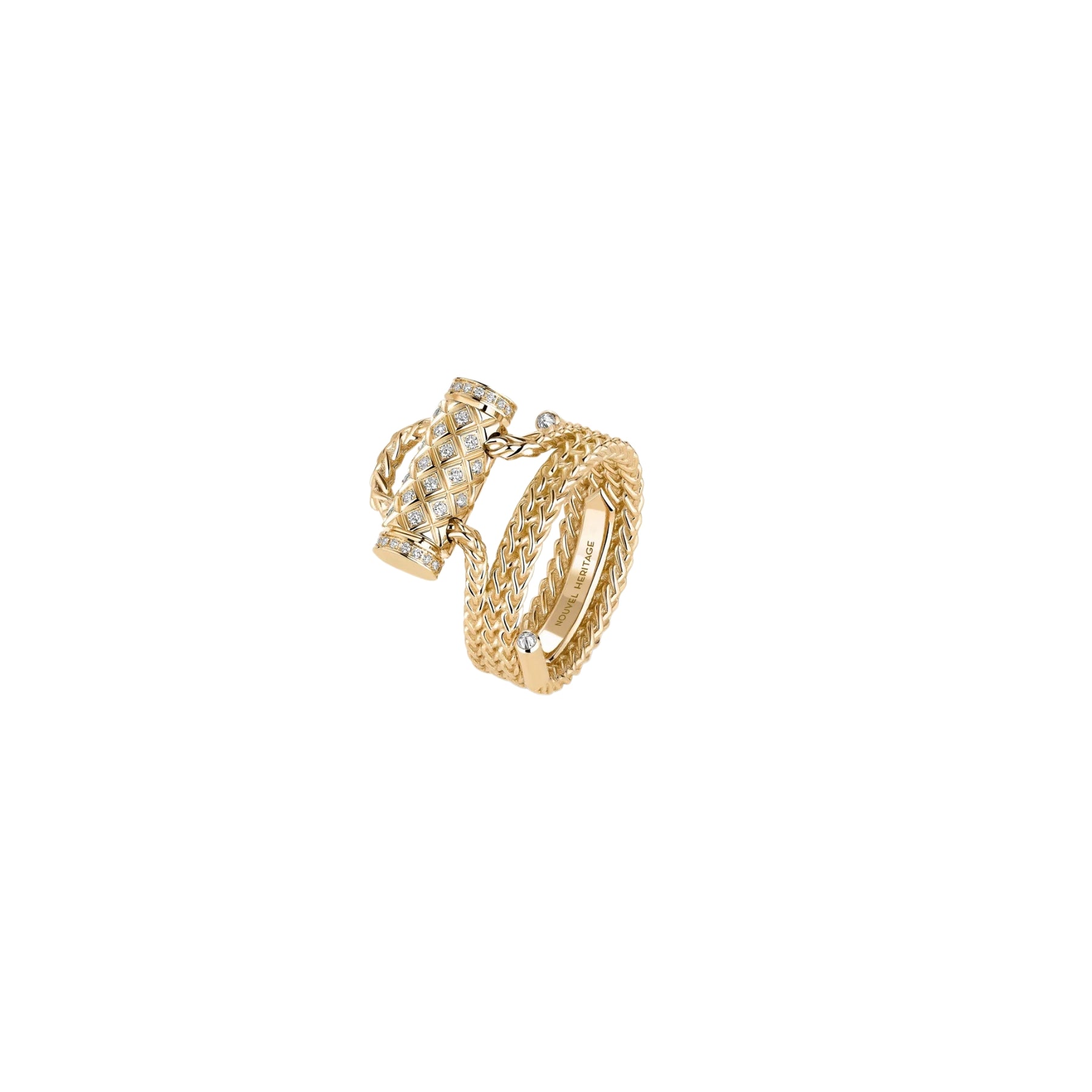 NOUVEL HERITAGE 18K YELLOW GOLD DIAMOND LATCH RING - 0.16CTW