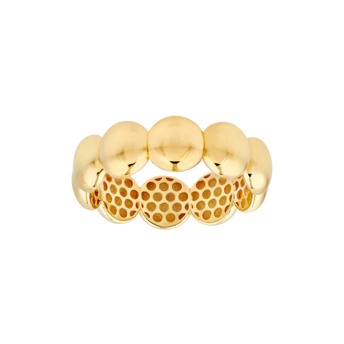 14K YELLOW GOLD PUFFED BEAD RING TM026263-14Y
