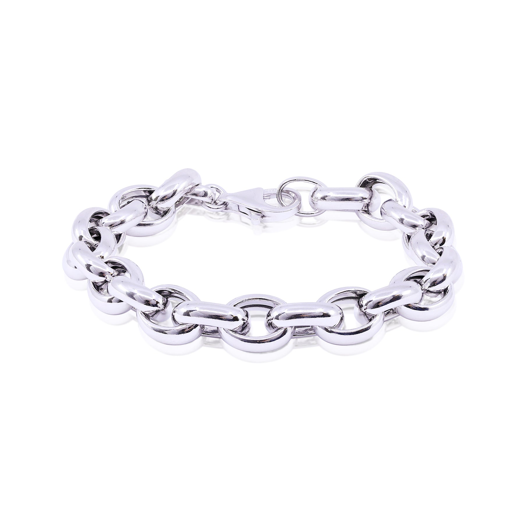 STERLING SILVER 7-INCH OVAL CHAIN LINK BRACELET