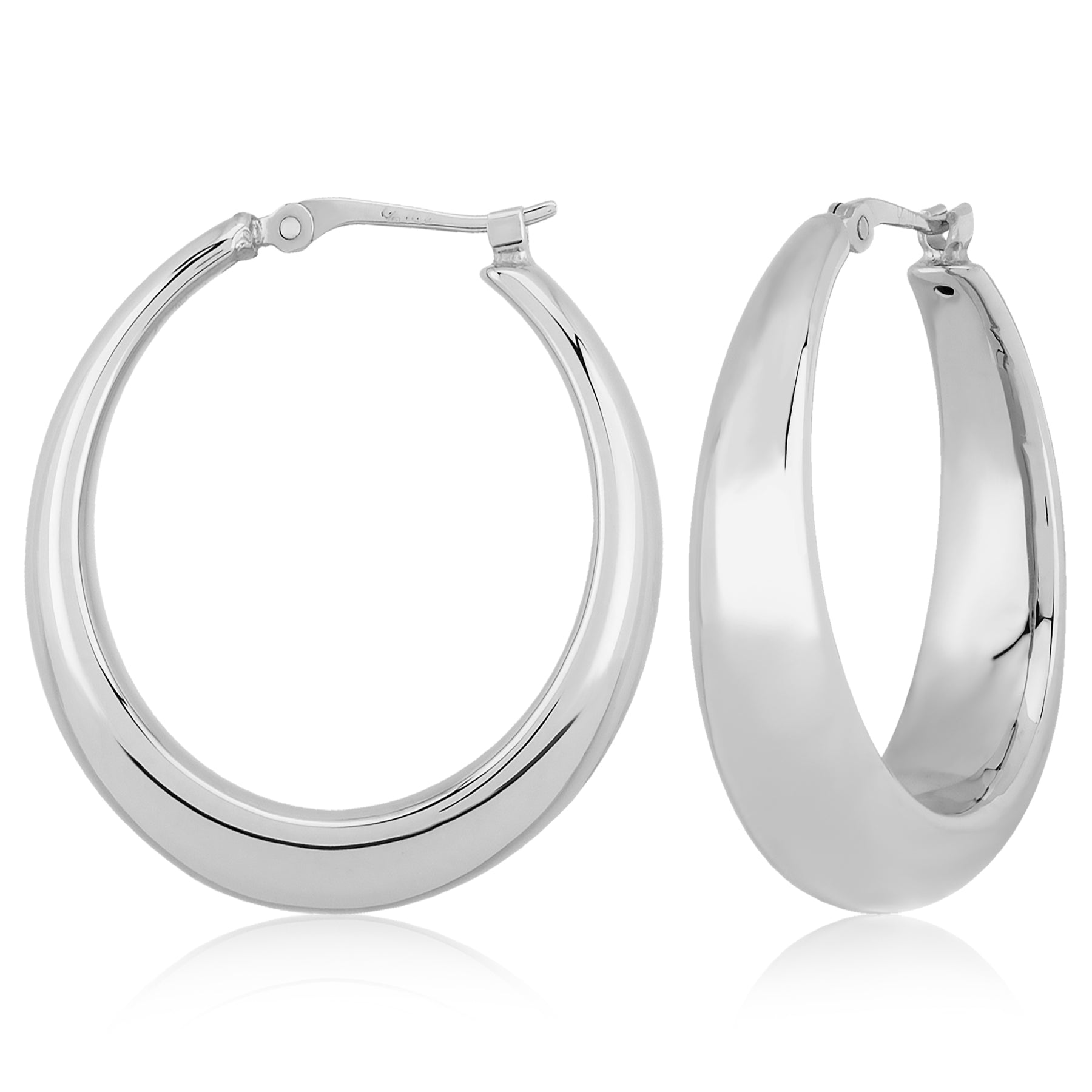 STERLING SILVER MODERN OVAL HOOP EARRINGS