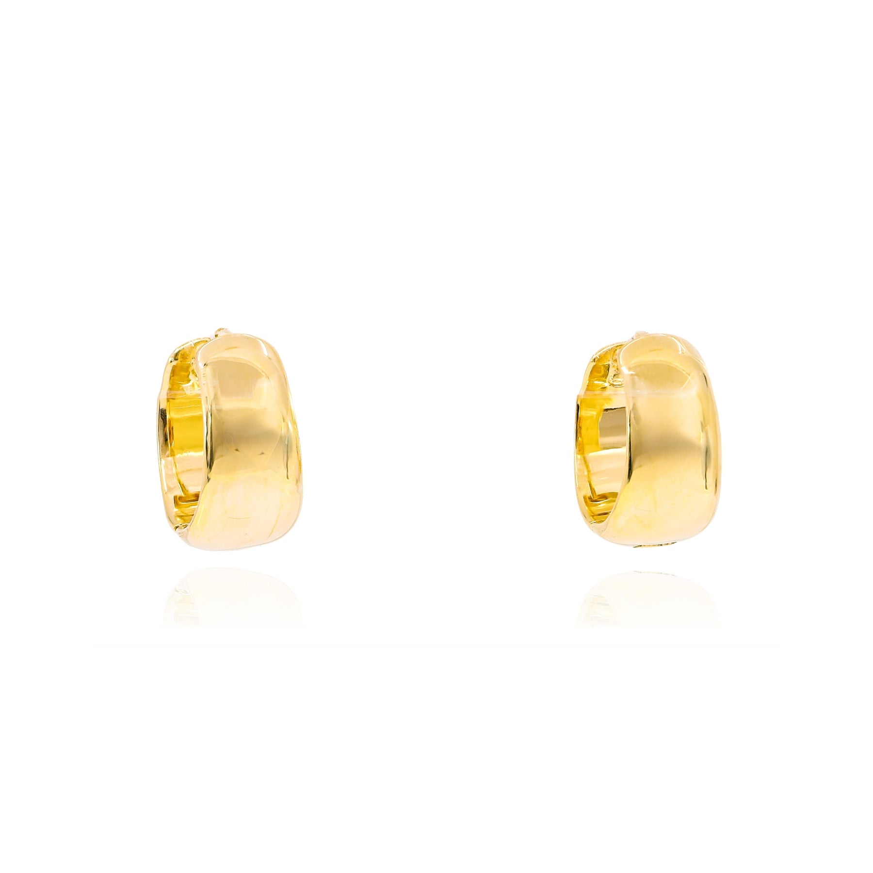 YELLOW GOLD PLATED STERLING SILVER TAPERED HUGGIE HOOP EARRINGS