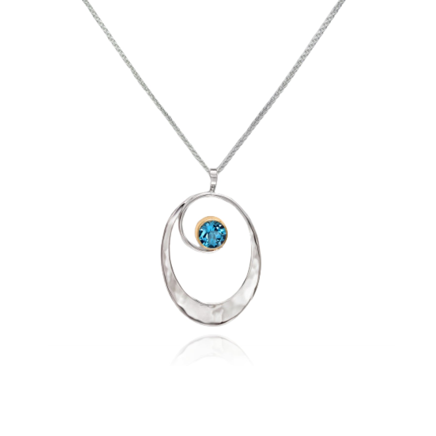 ED LEVIN STERLING SILVER AND 14K YELLOW GOLD BLUE TOPAZ SOPHIA NECKLACE