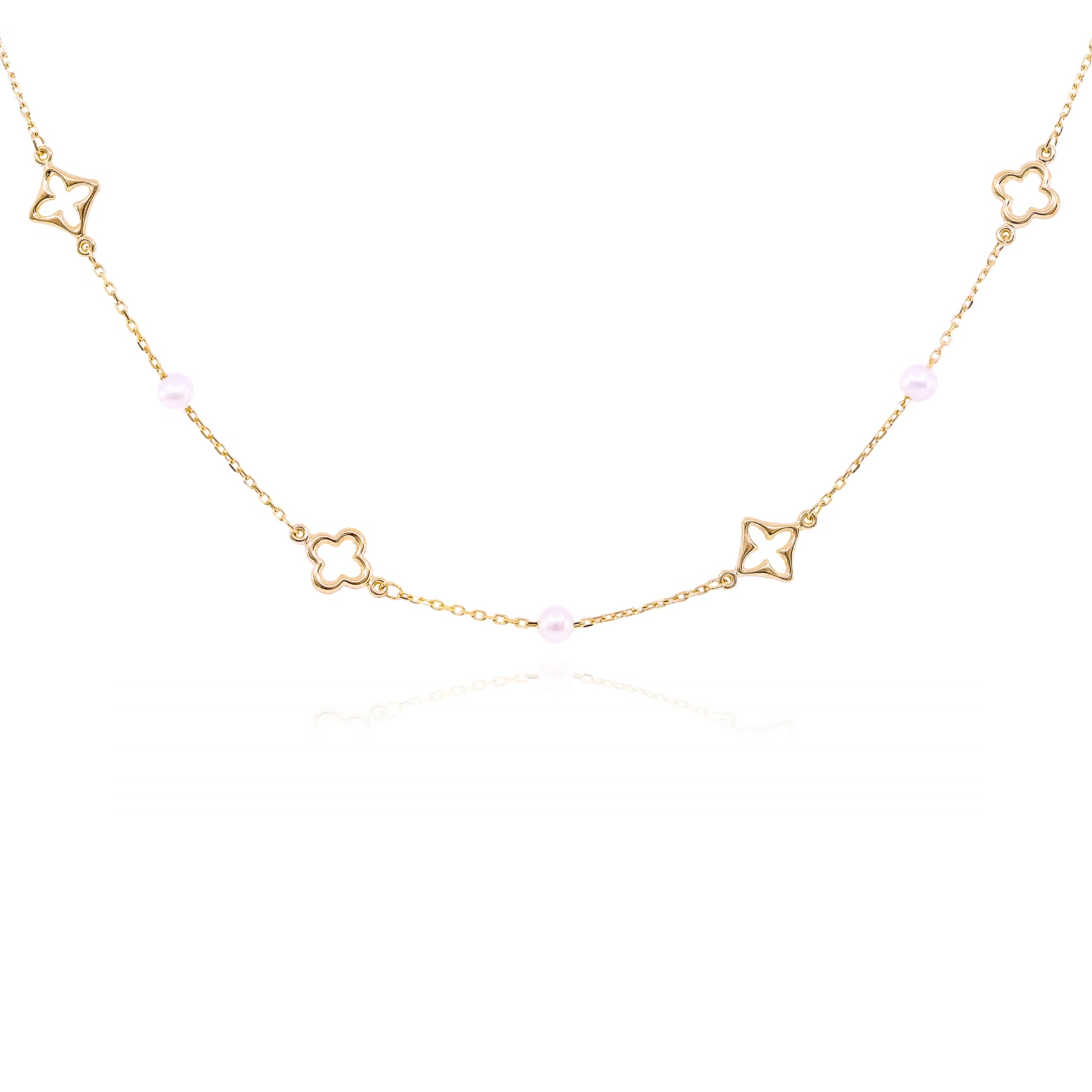 YELLOW GOLD STERLING SILVER FRESHWATER PEARL CABLE CHAIN NECKLACE