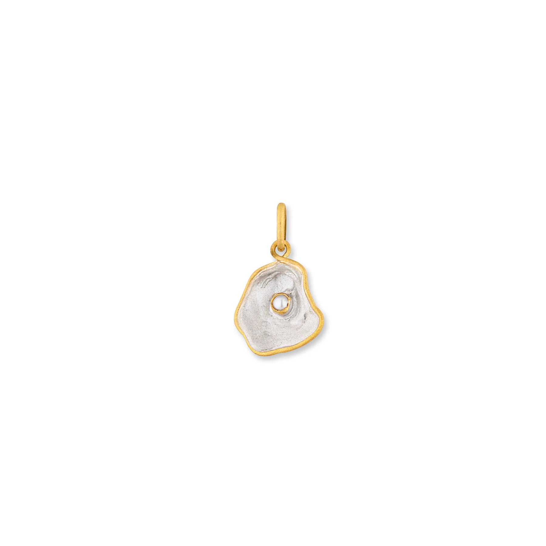 LIKA BEHAR MATTE STERLING SILVER AND 24K YELLOW GOLD PEARL PENDANT NECKLACE