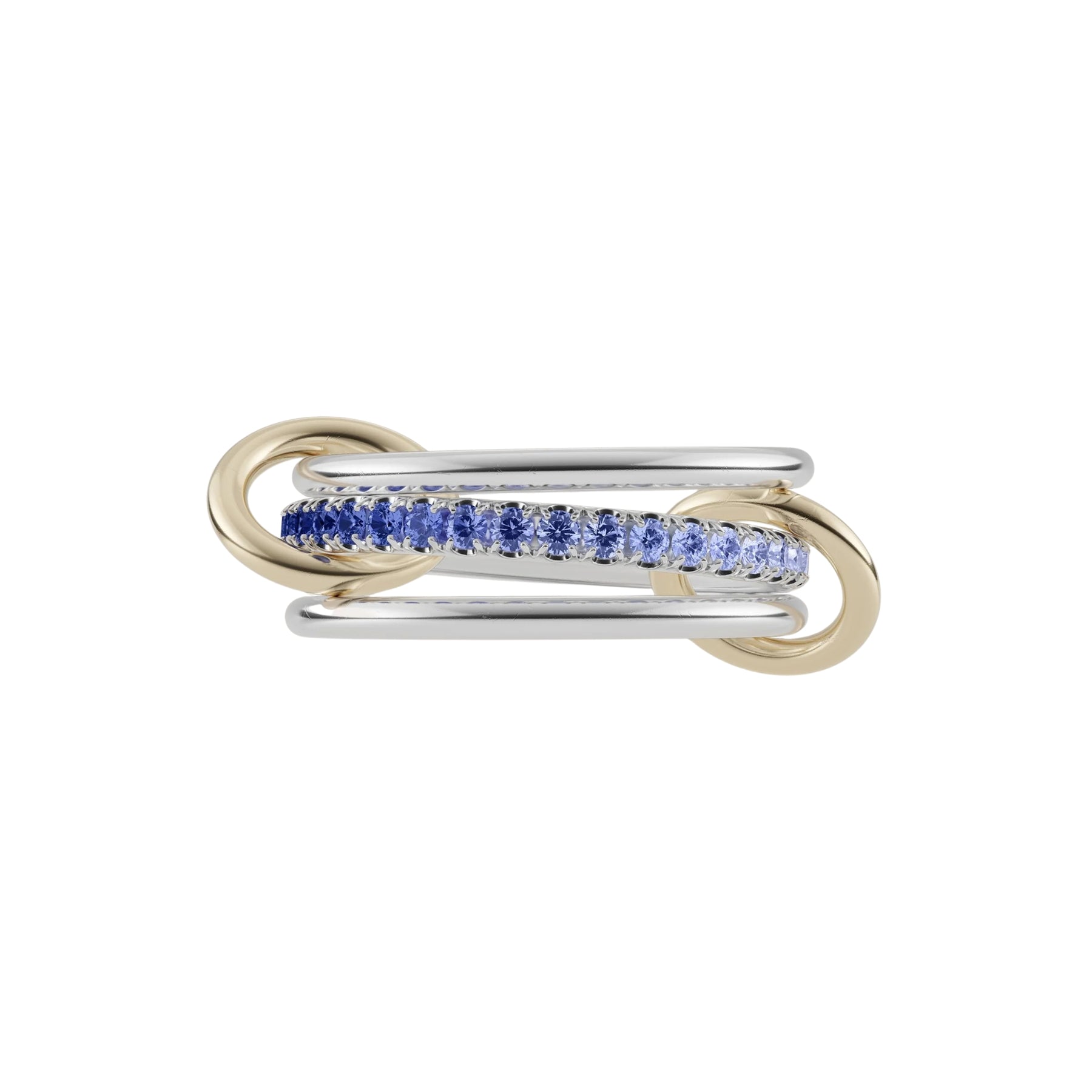 SPINELLI KILCOLLIN STERLING SILVER 18K YELLOW GOLD OMBRE SAPPHIRE PETUNIA TRIPLE RING