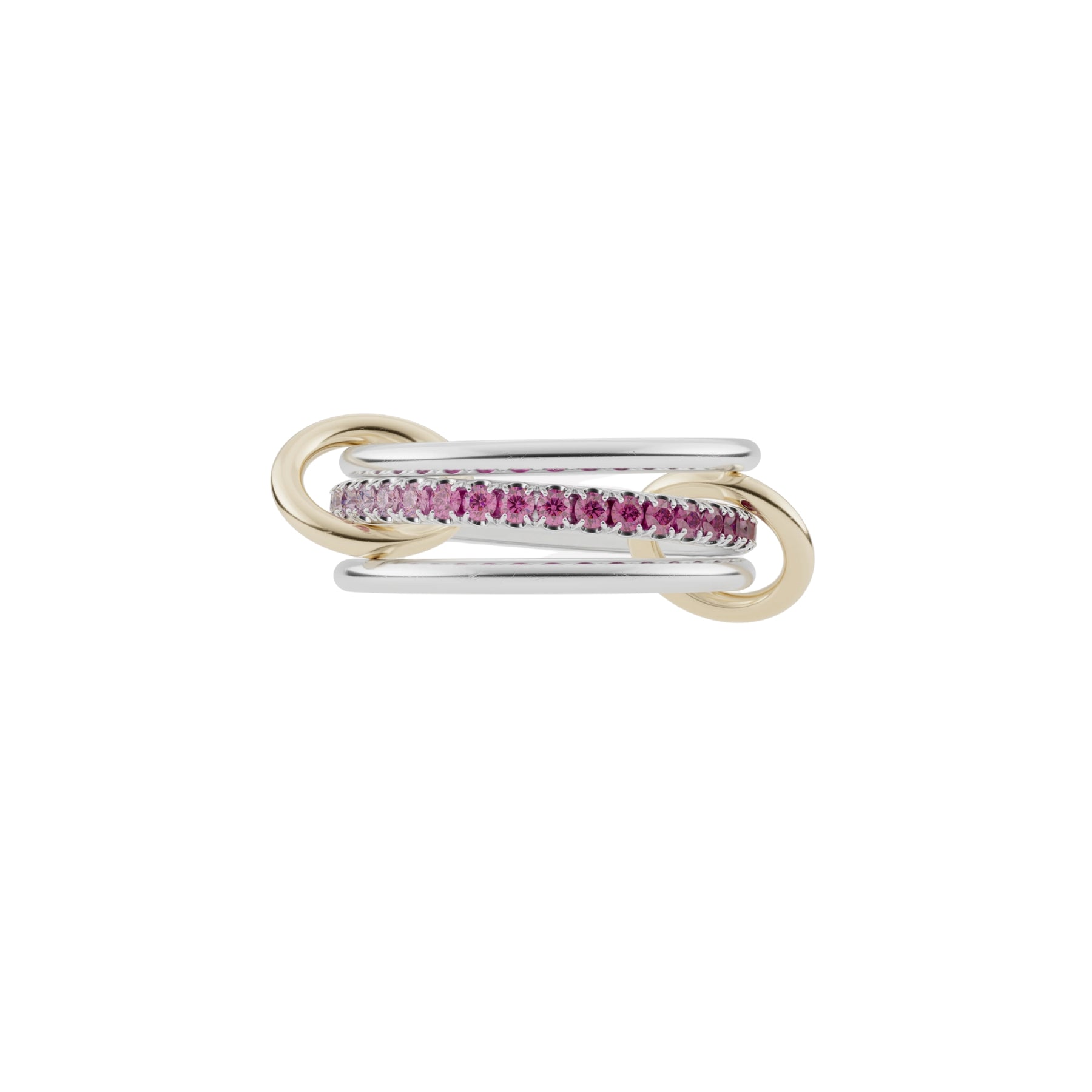 SPINELLI KILCOLLIN STERLING SILVER 18K YELLOW GOLD PINK SAPPHIRE OMBRE TRIPLE RING  266-01530